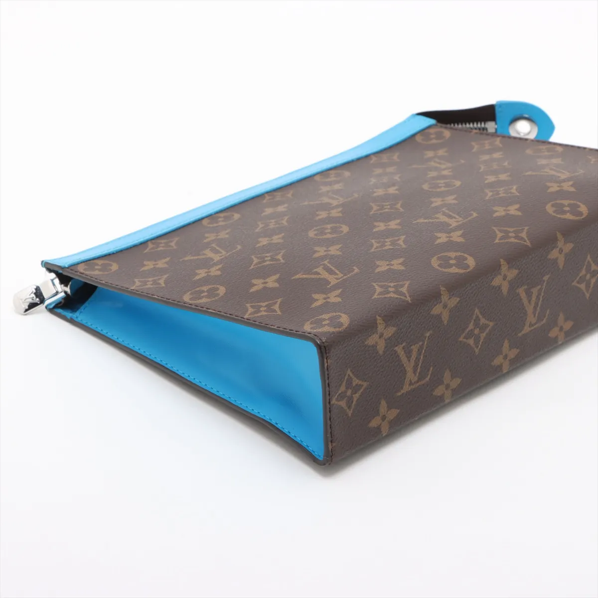 Monogram Macassar Pochette Voyage M12815 Brown x Blue (RFID detected) — view 4