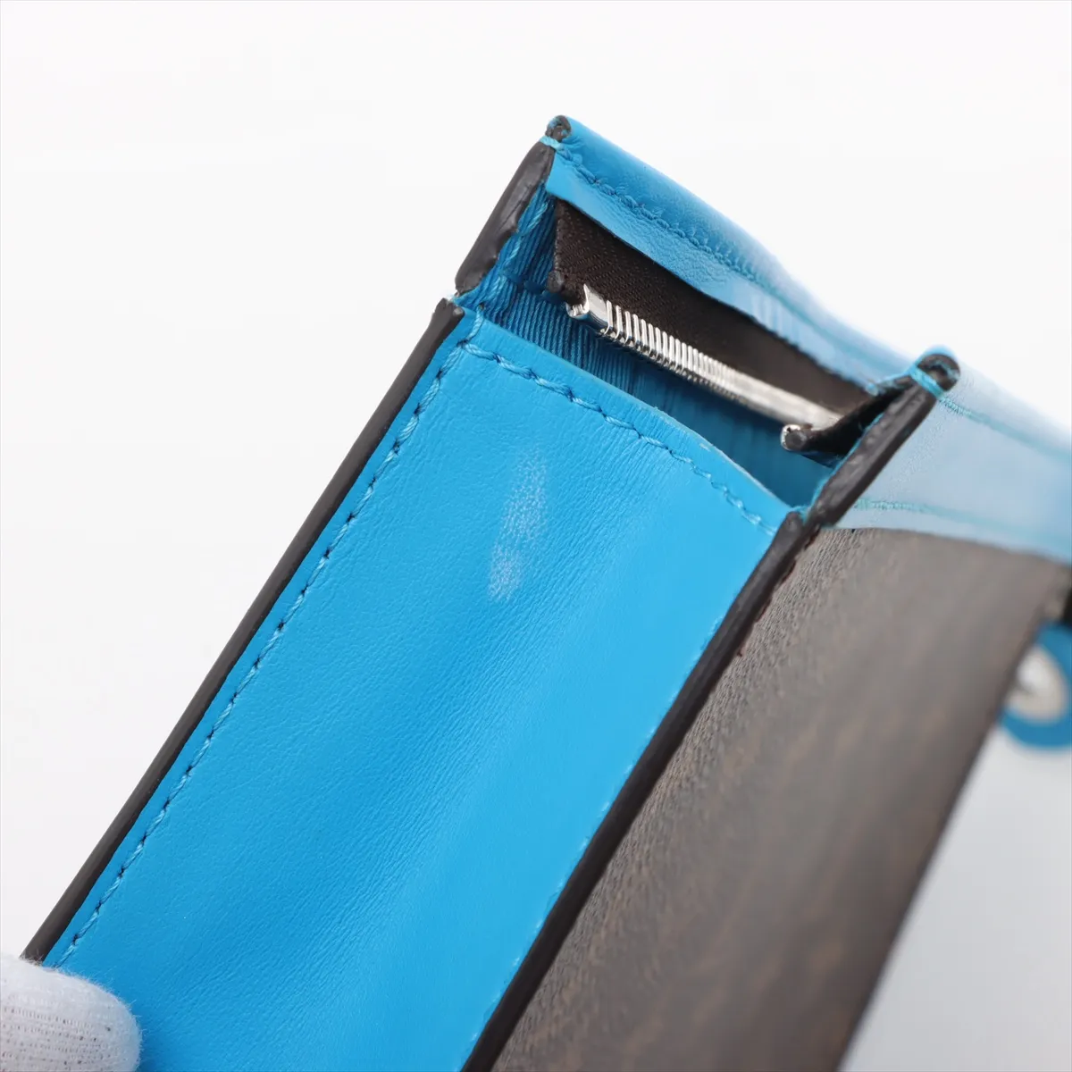 Monogram Macassar Pochette Voyage M12815 Brown x Blue (RFID detected) — view 8