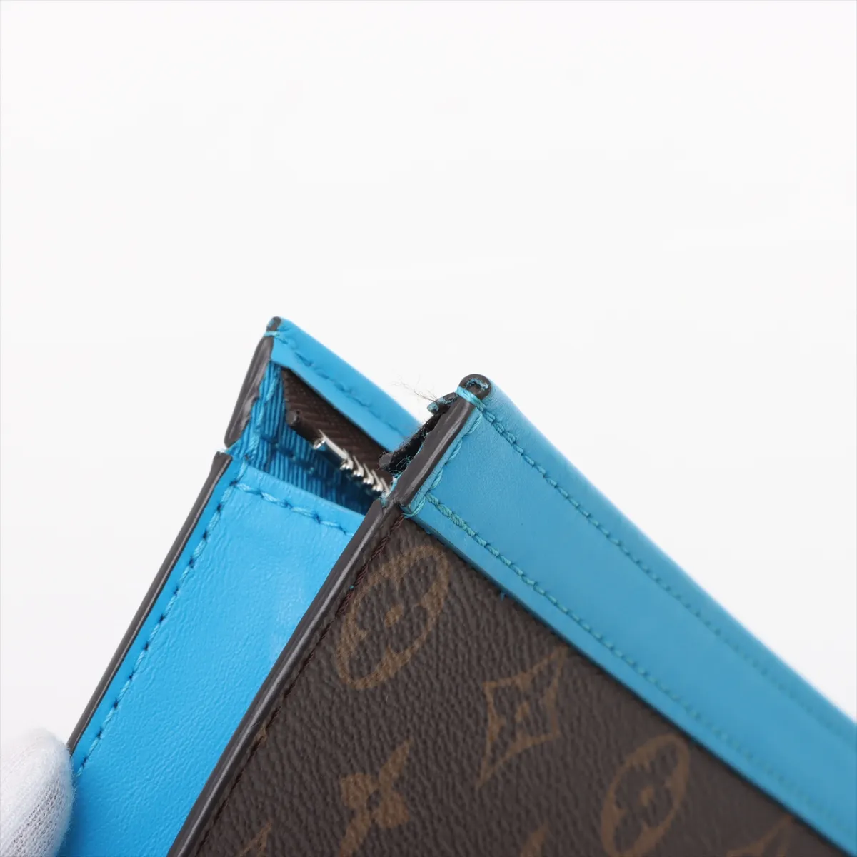 Monogram Macassar Pochette Voyage M12815 Brown x Blue (RFID detected) — view 9