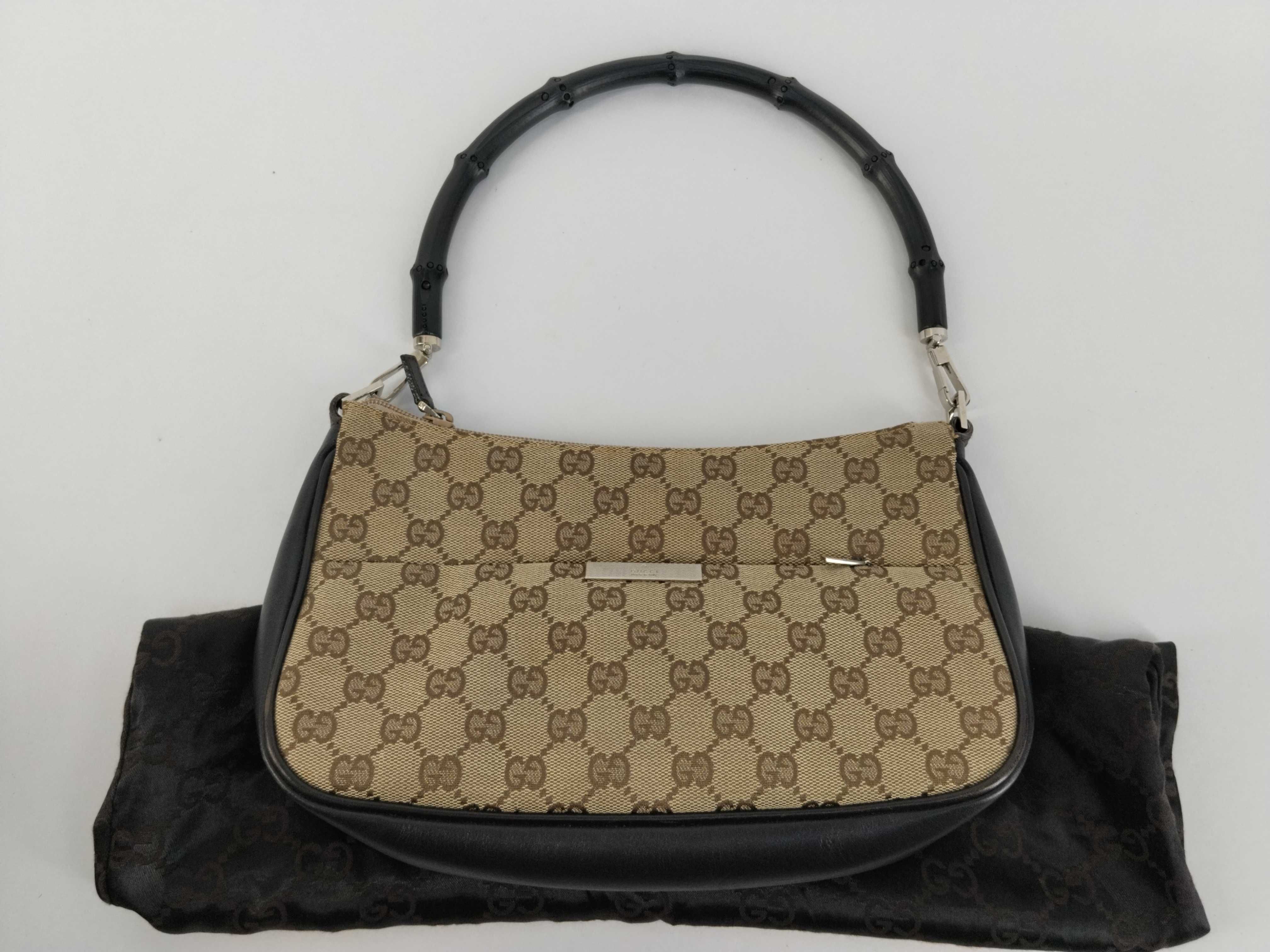 GG Canvas Handbag, Bamboo, Black