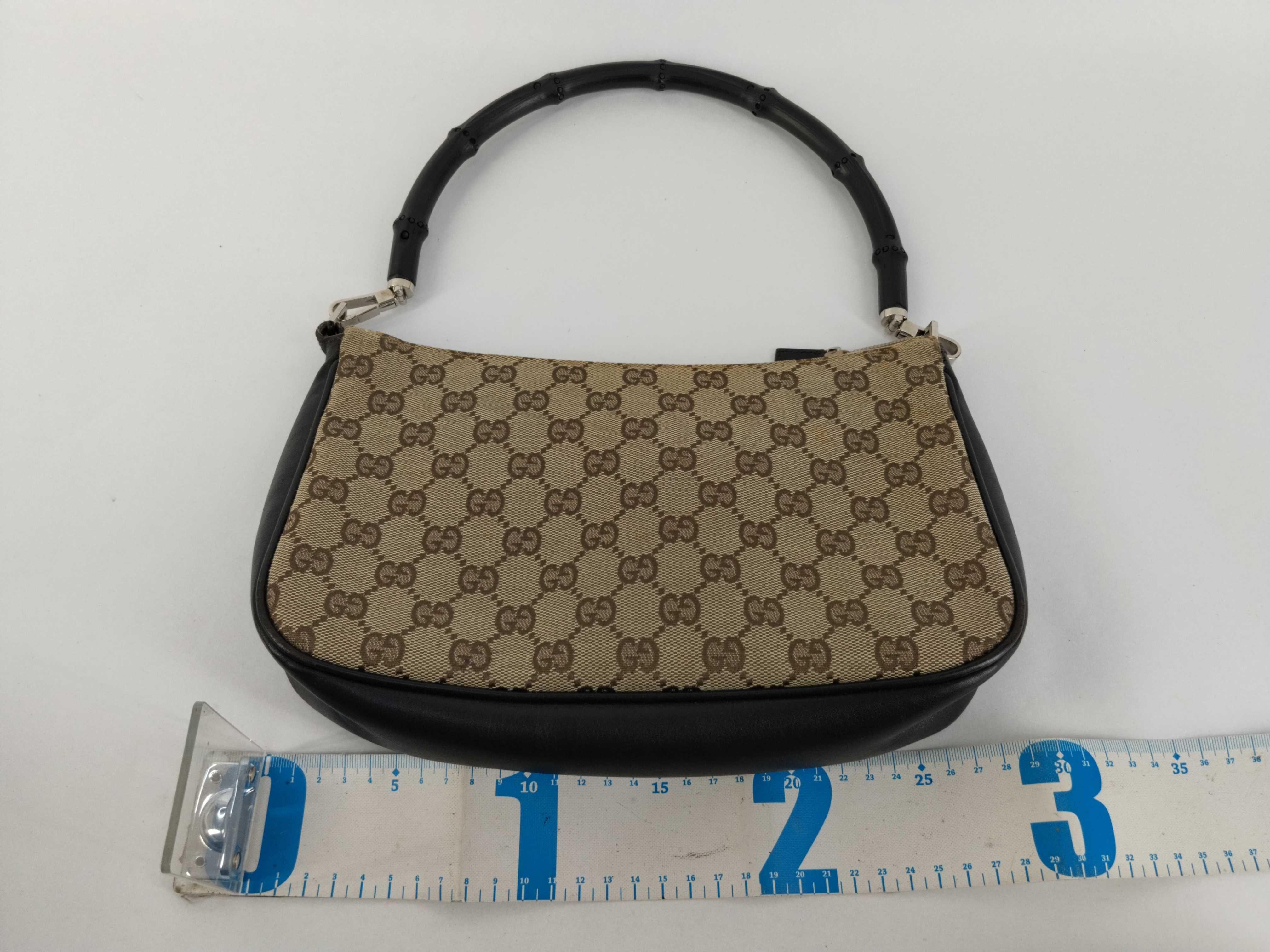 GG Canvas Handbag, Bamboo, Black — view 2