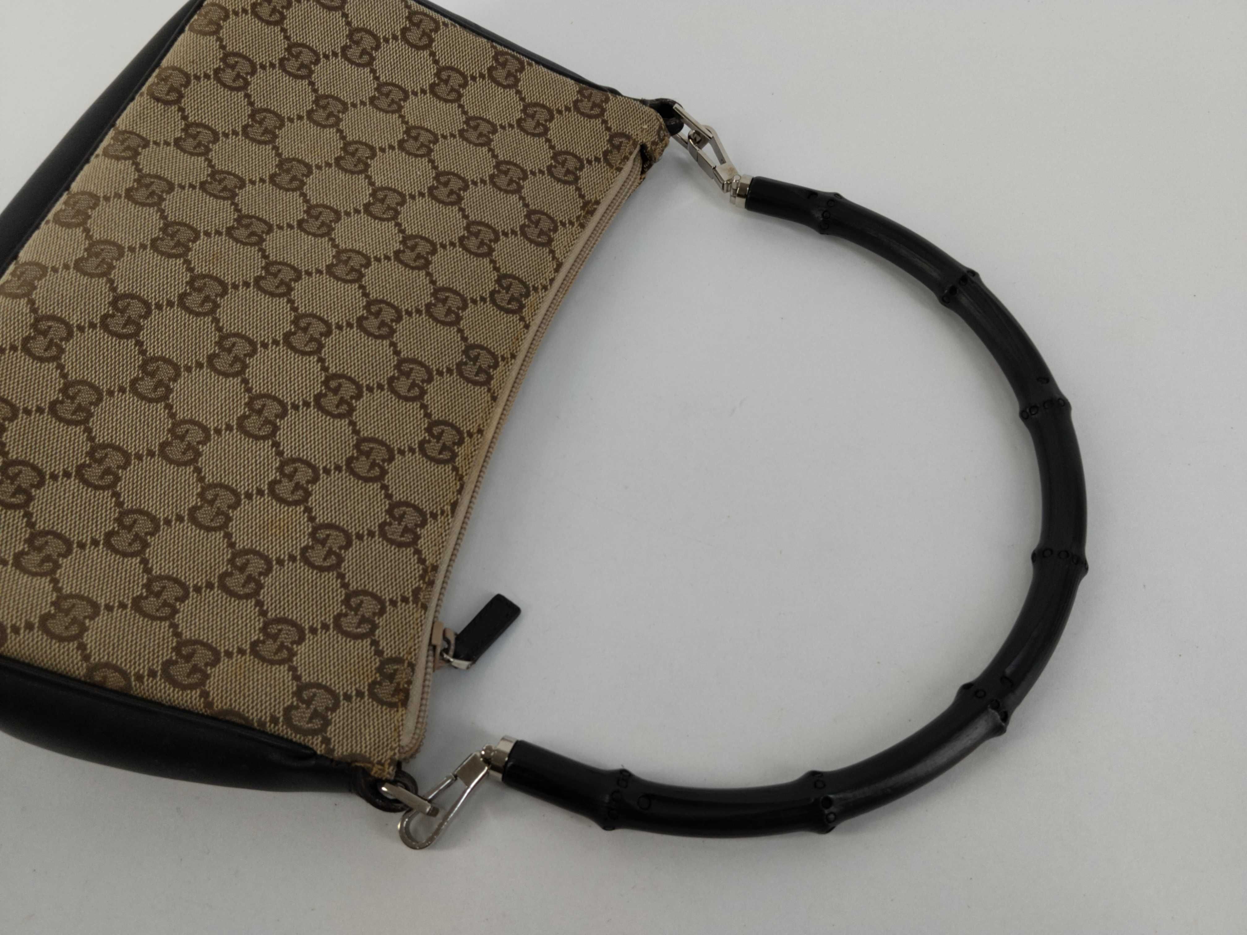 GG Canvas Handbag, Bamboo, Black — view 3