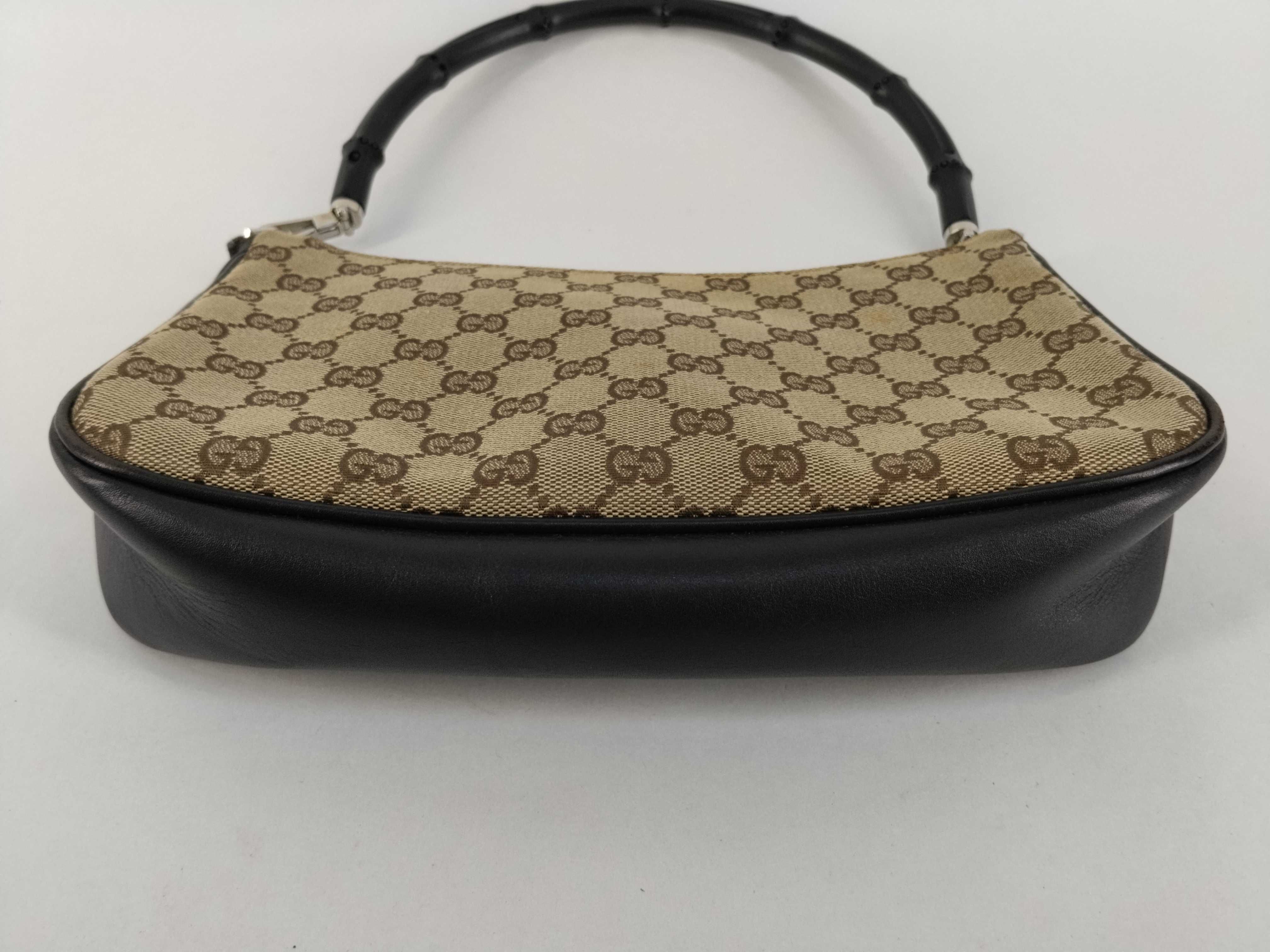 GG Canvas Handbag, Bamboo, Black — view 7