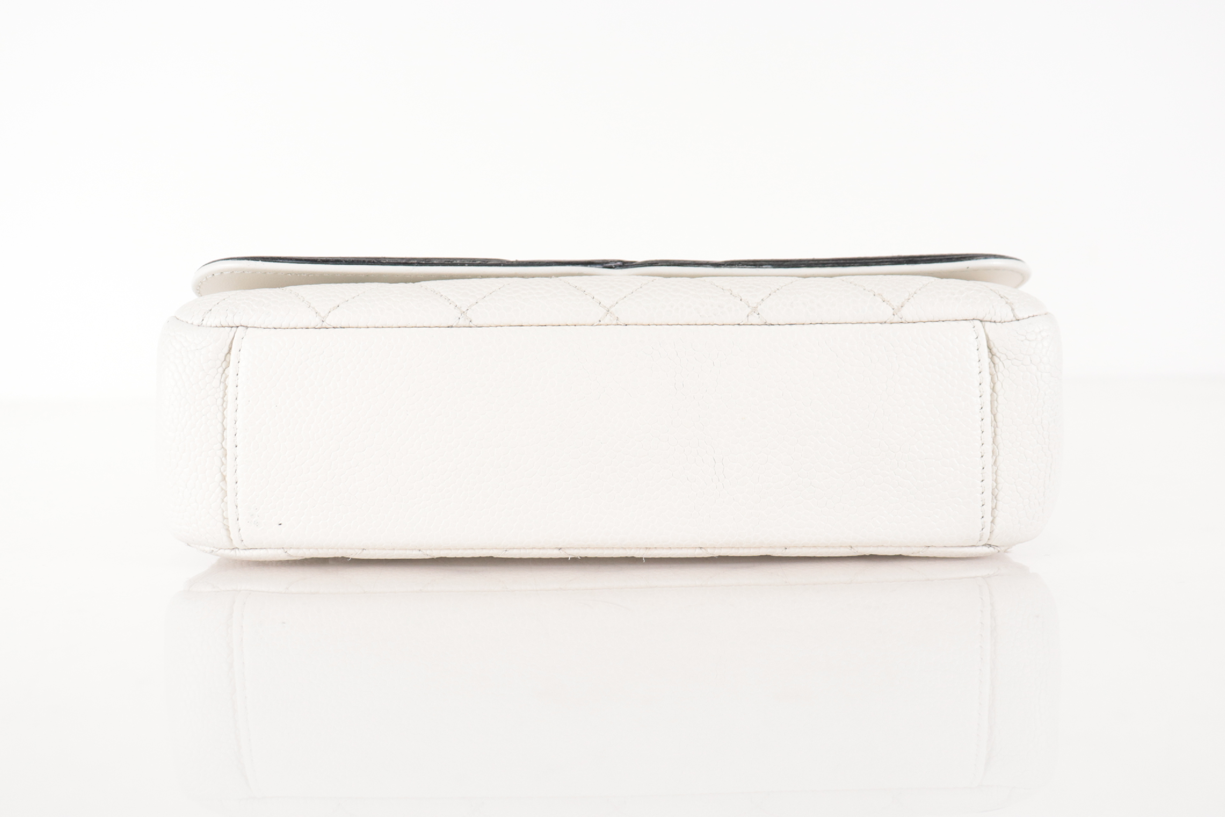 CC Filigree Caviar Chain Shoulder Bag, White/Black, Serial Number 26 — view 7
