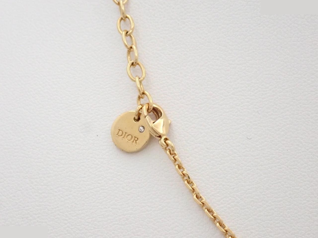CD logo pearl necklace, gold chain, approximately 42cm. — view 2