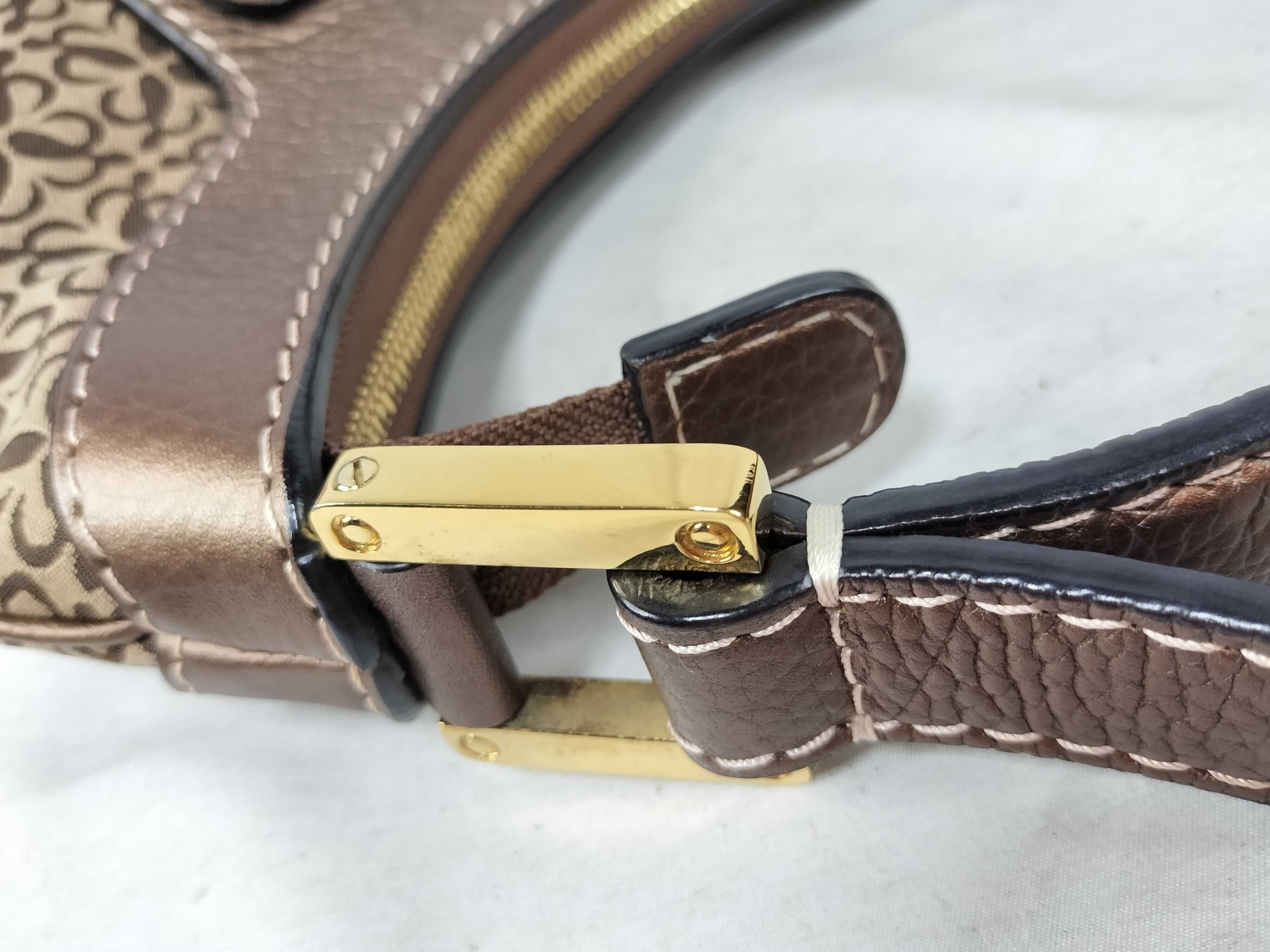 One-Shoulder Bag, New Road Line, Canvas x Leather, Brown Handbag — view 5