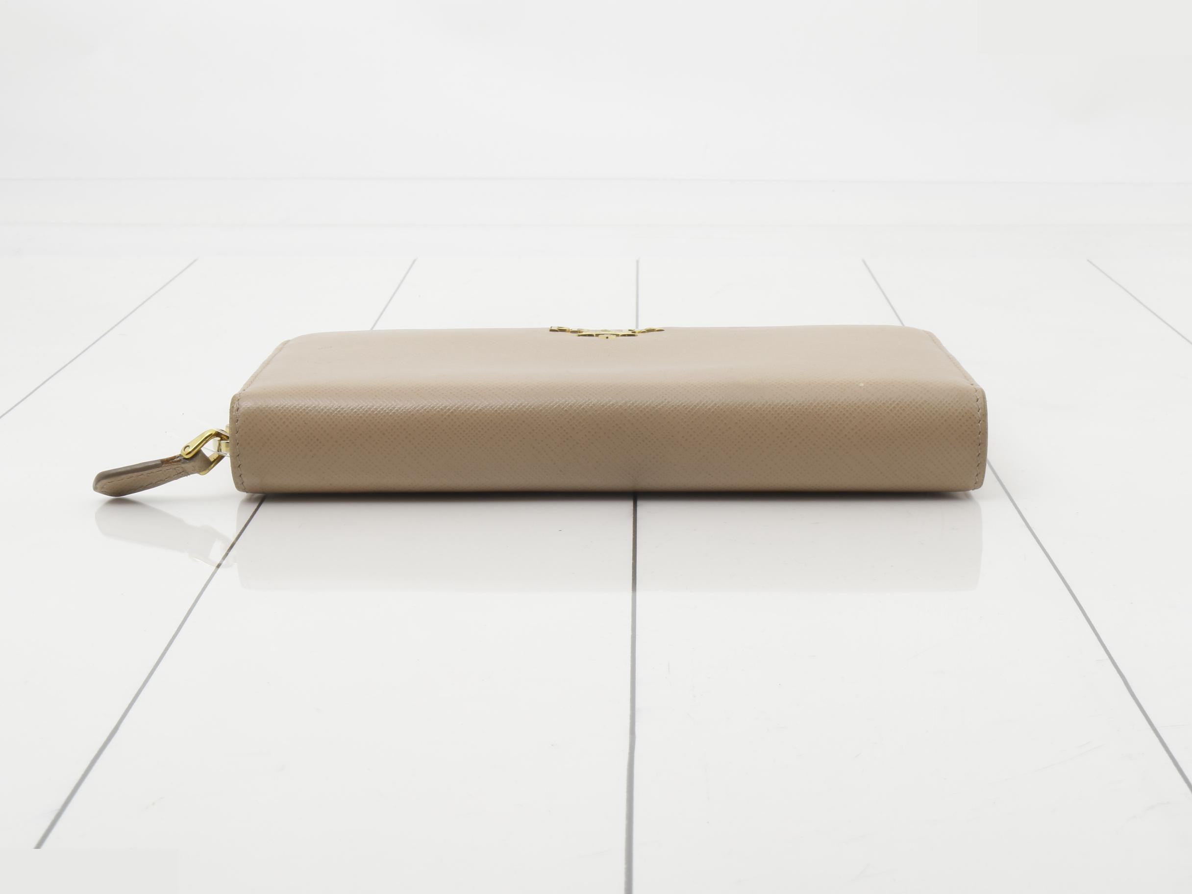 round zipper long wallet, leather — view 3