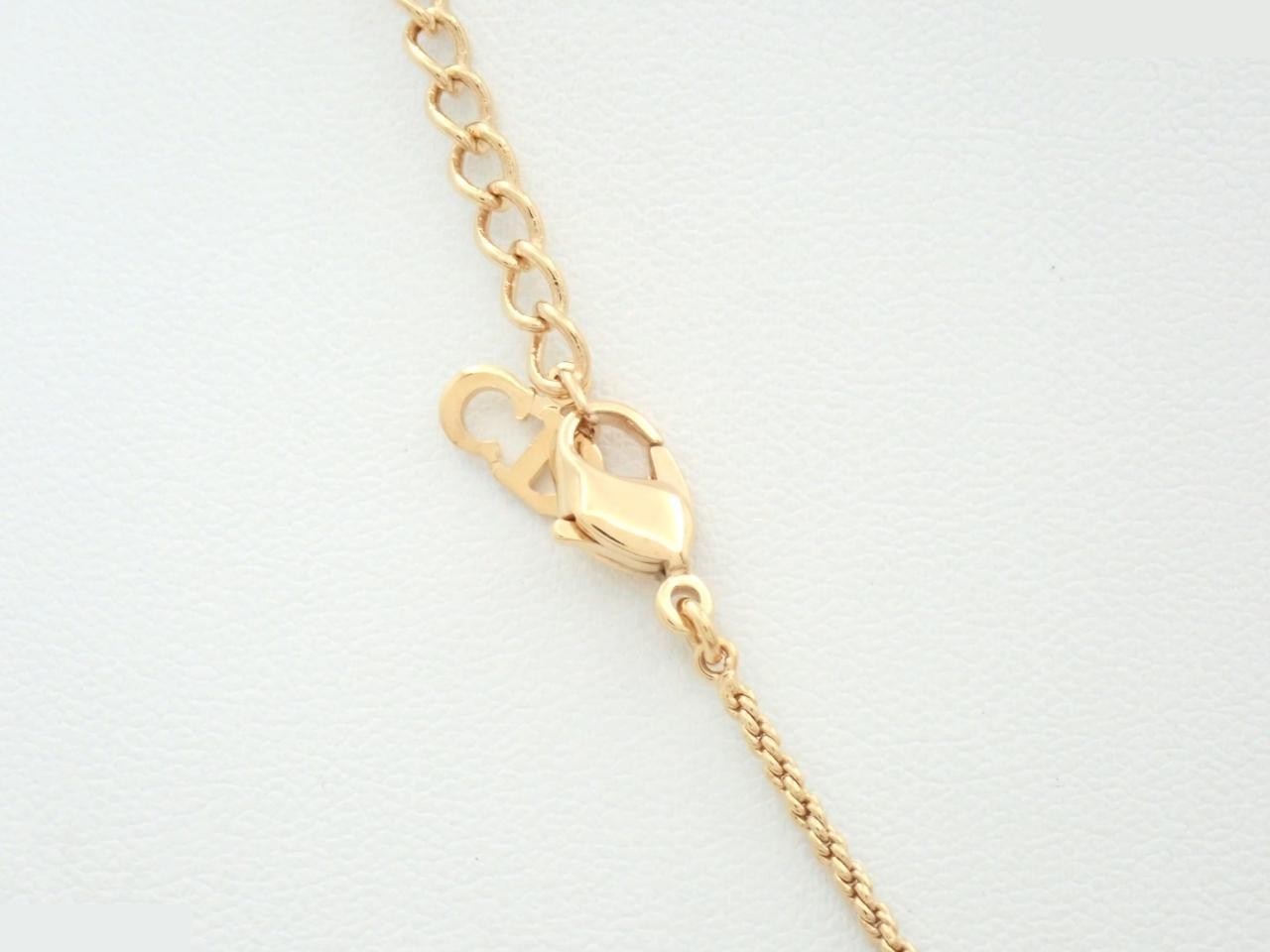 logo circle rhinestone gold necklace — view 2