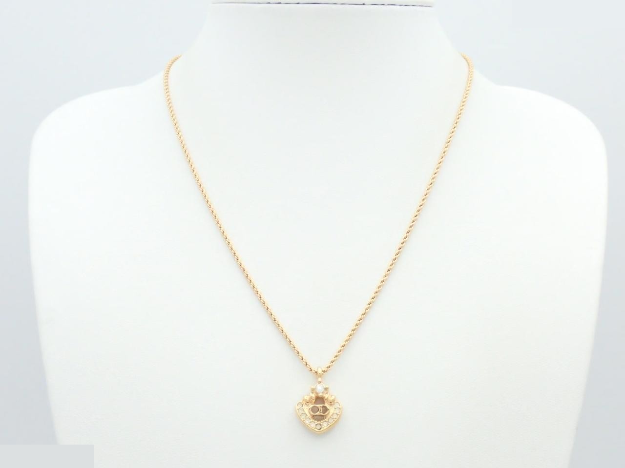 logo circle rhinestone gold necklace — view 3