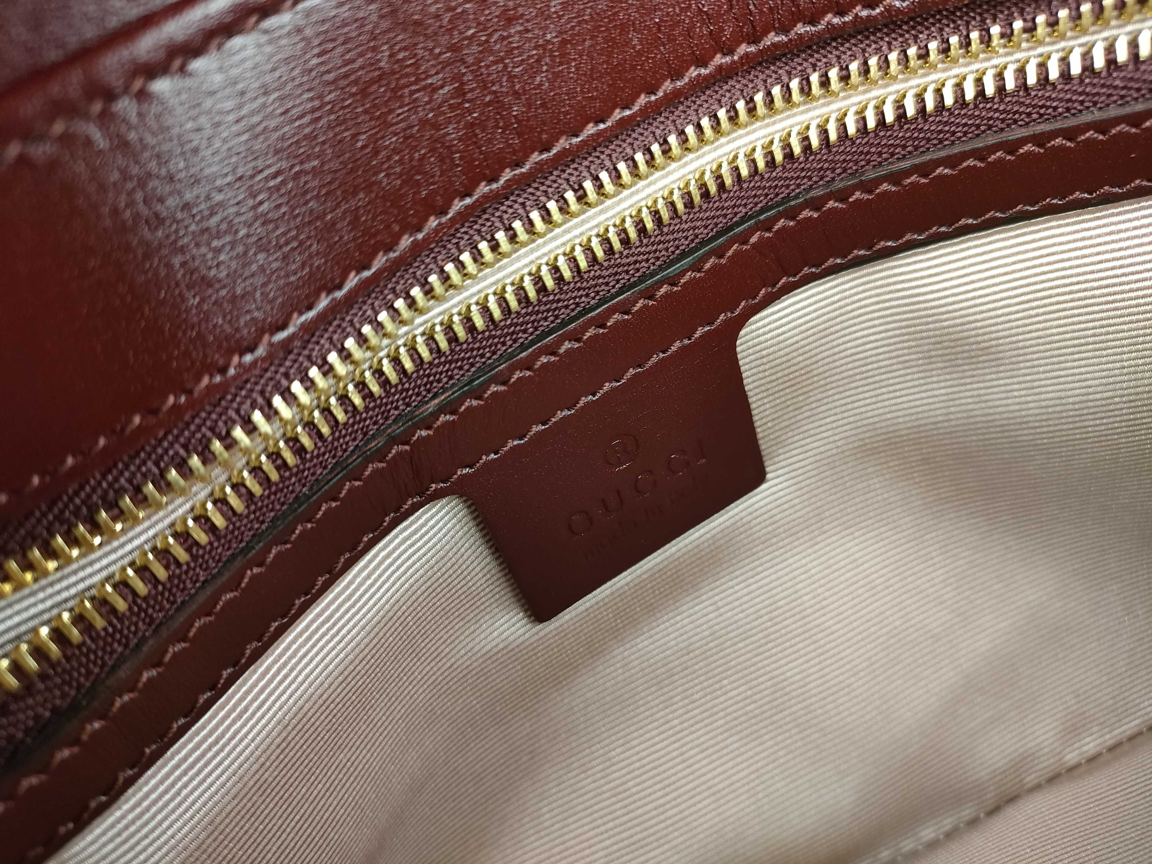 Ally Double G Small Leather Shoulder Bag, Bordeaux Red, 550129 Shoulder Bag — view 11
