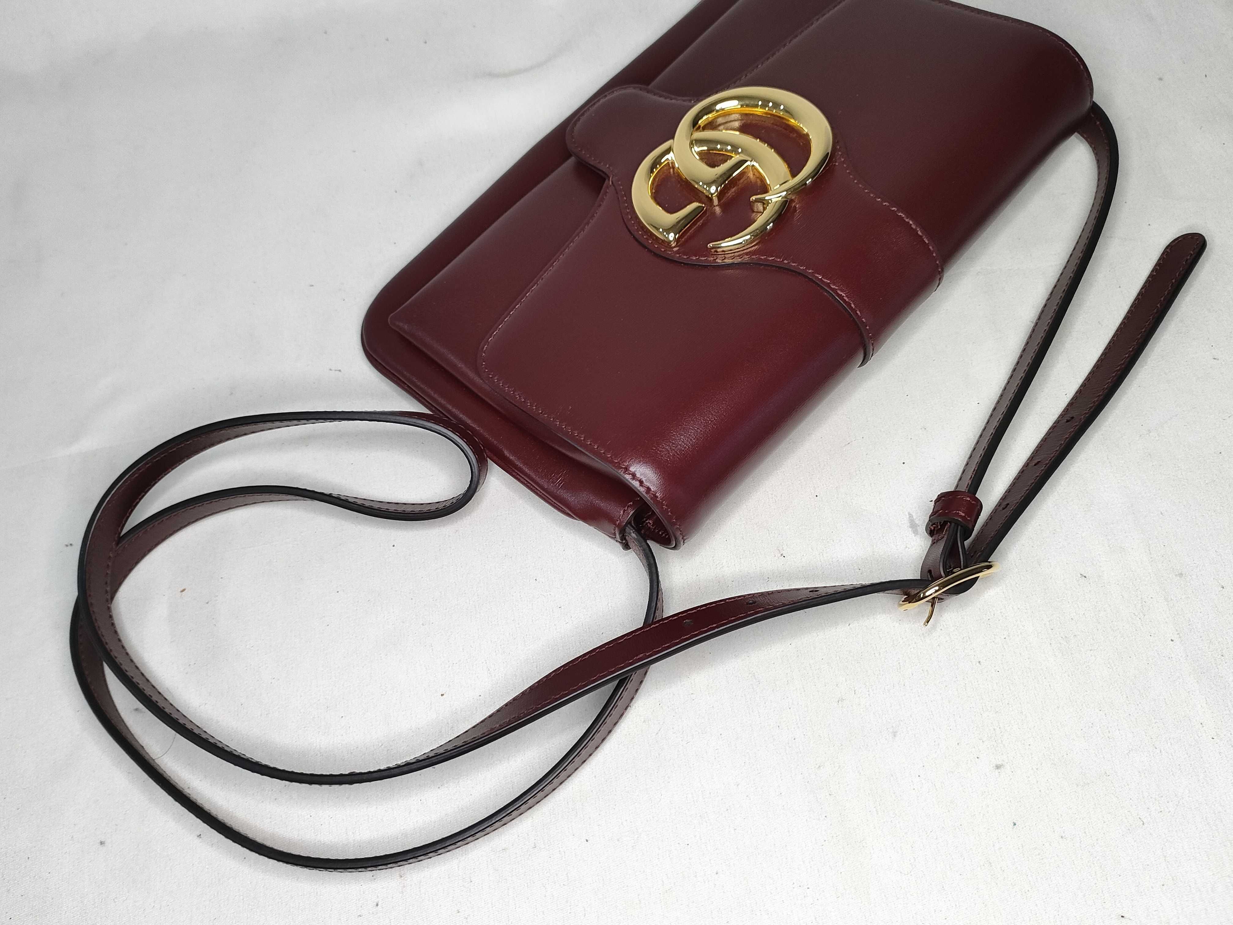 Ally Double G Small Leather Shoulder Bag, Bordeaux Red, 550129 Shoulder Bag — view 3