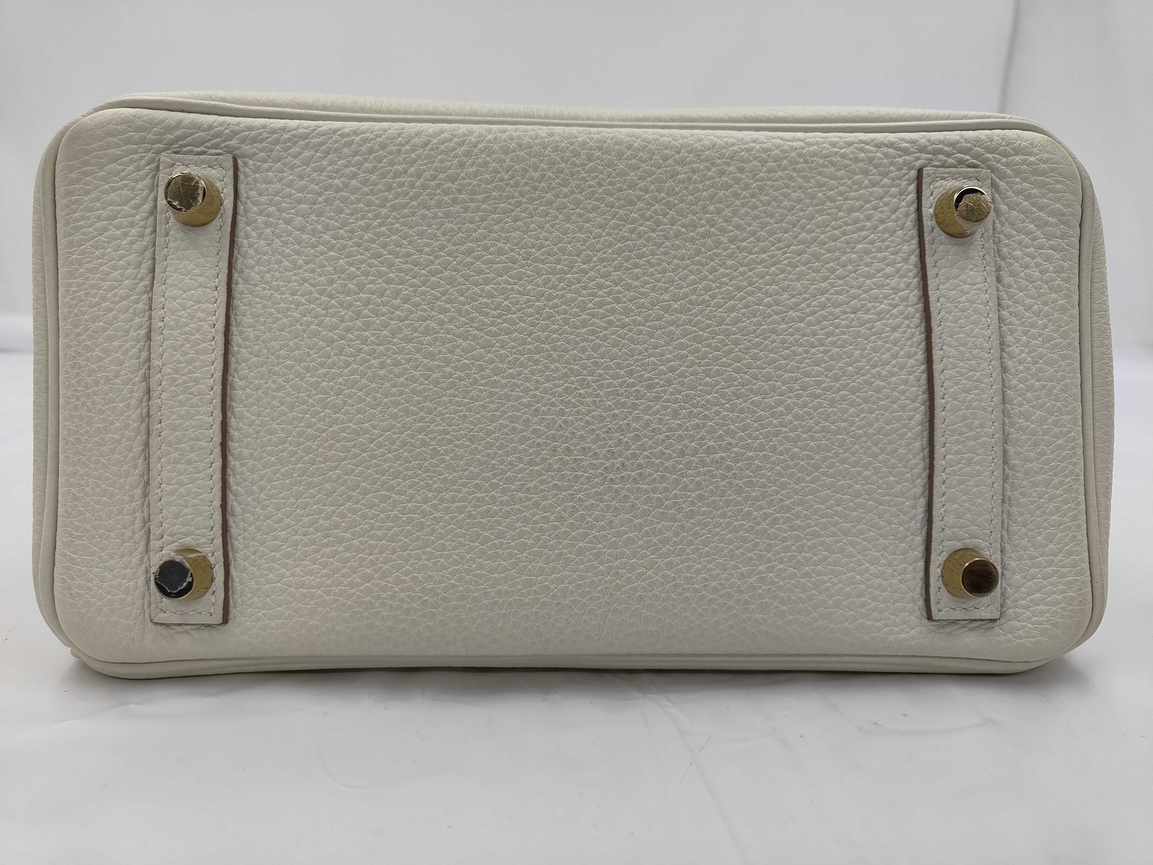 Birkin 25 handbag, off-white, gold hardware, B stamp. — view 6