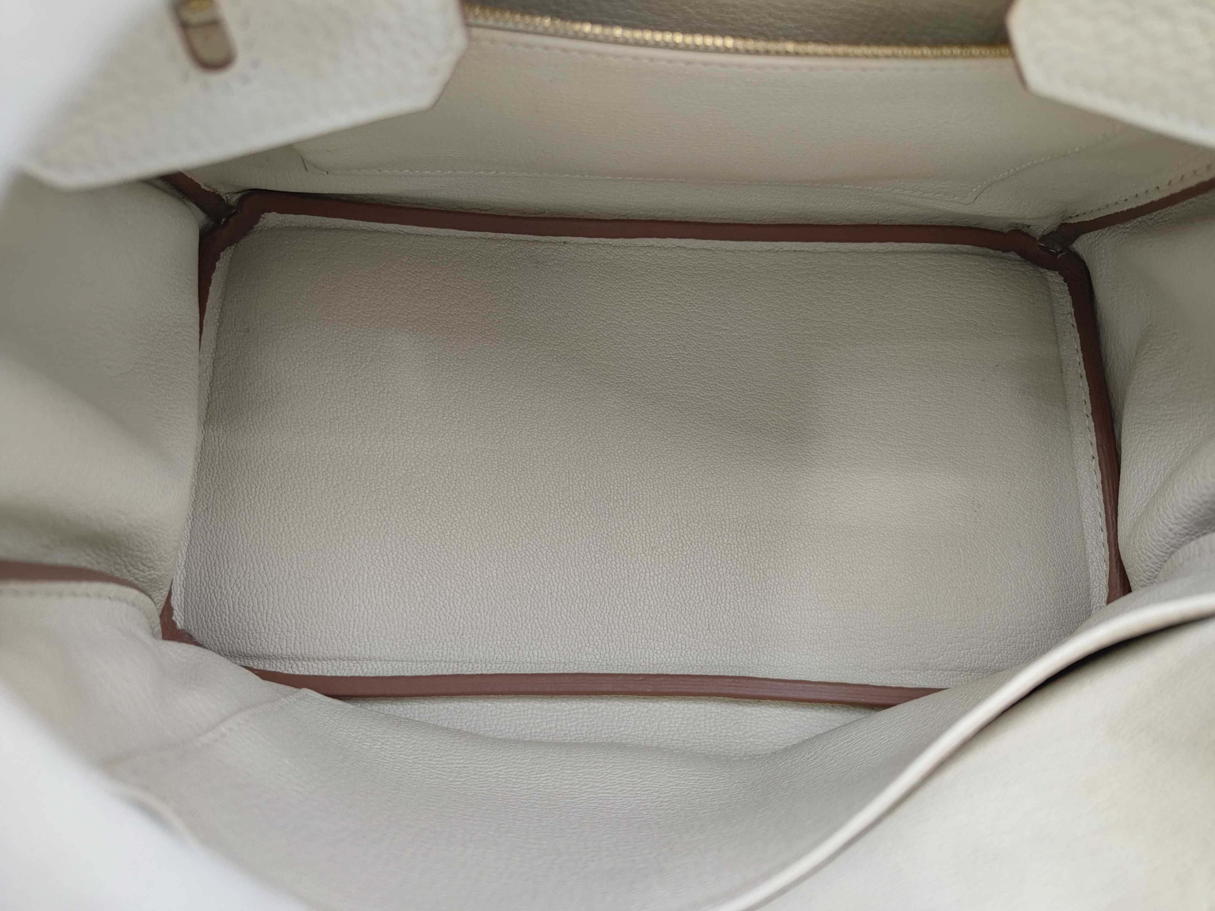 Birkin 25 handbag, off-white, gold hardware, B stamp. — view 8