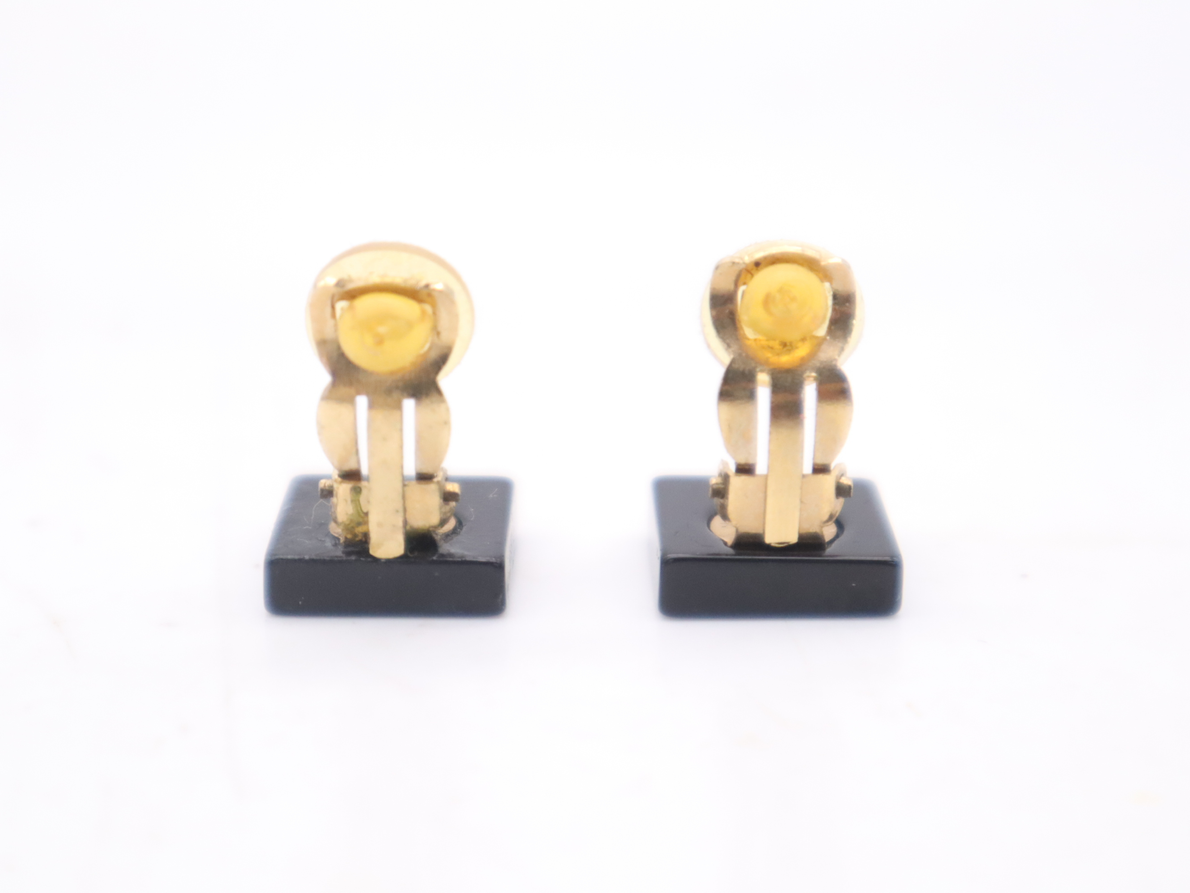 03A GP Coco Mark Earrings, Black and Gold, with Box. — view 4