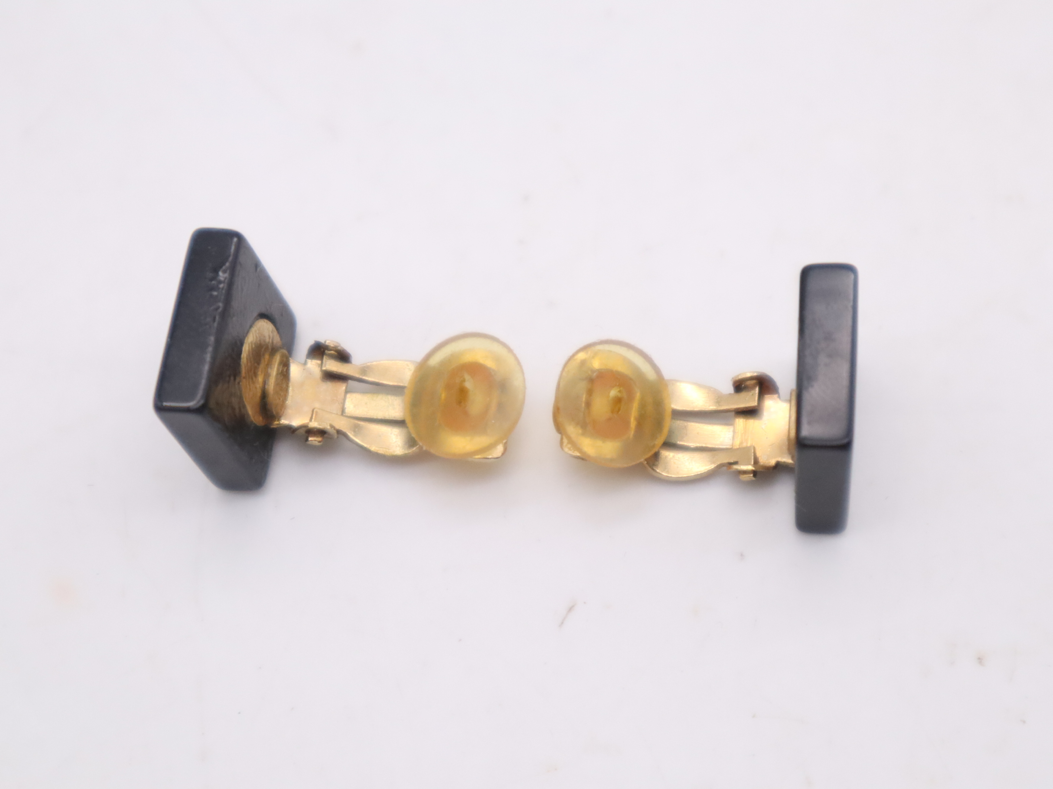 03A GP Coco Mark Earrings, Black and Gold, with Box. — view 7