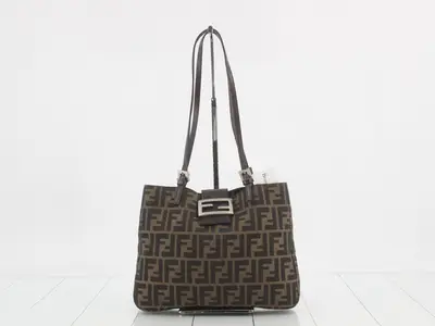 Mamma Baguette Zucca Canvas/Leather Semi-Shoulder Bag