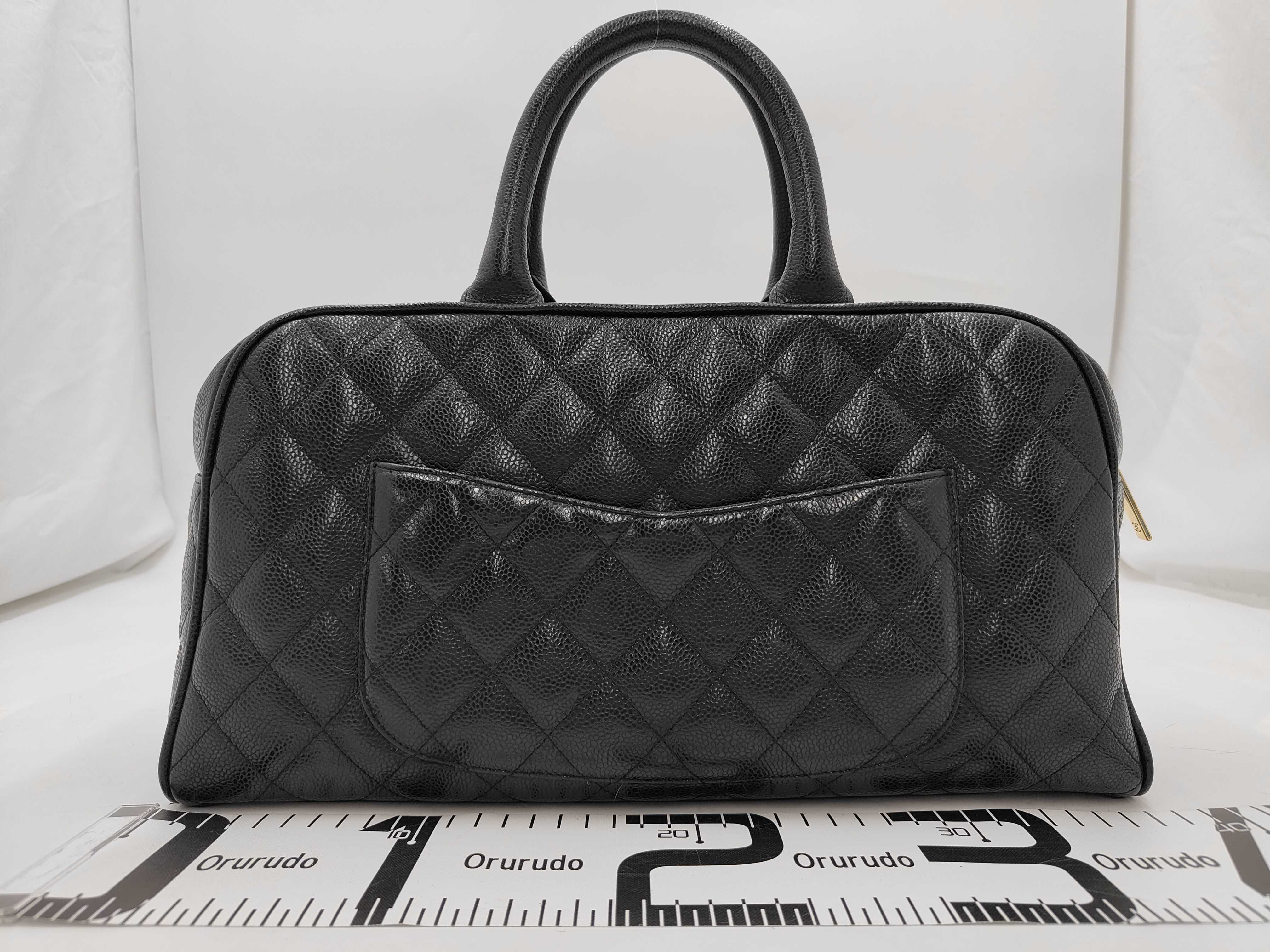 Caviar Skin Matelassé Mini Boston Bag, Large Coco Black Boston Bag — view 2