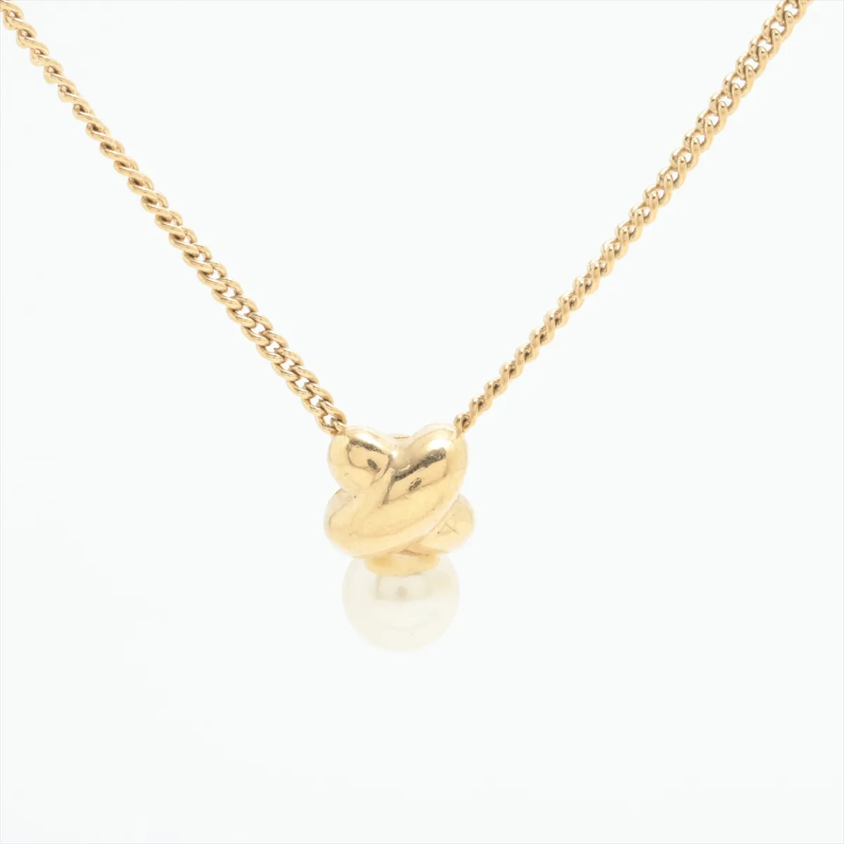 necklace, gold plated with faux pearls. Shows signs of wear,