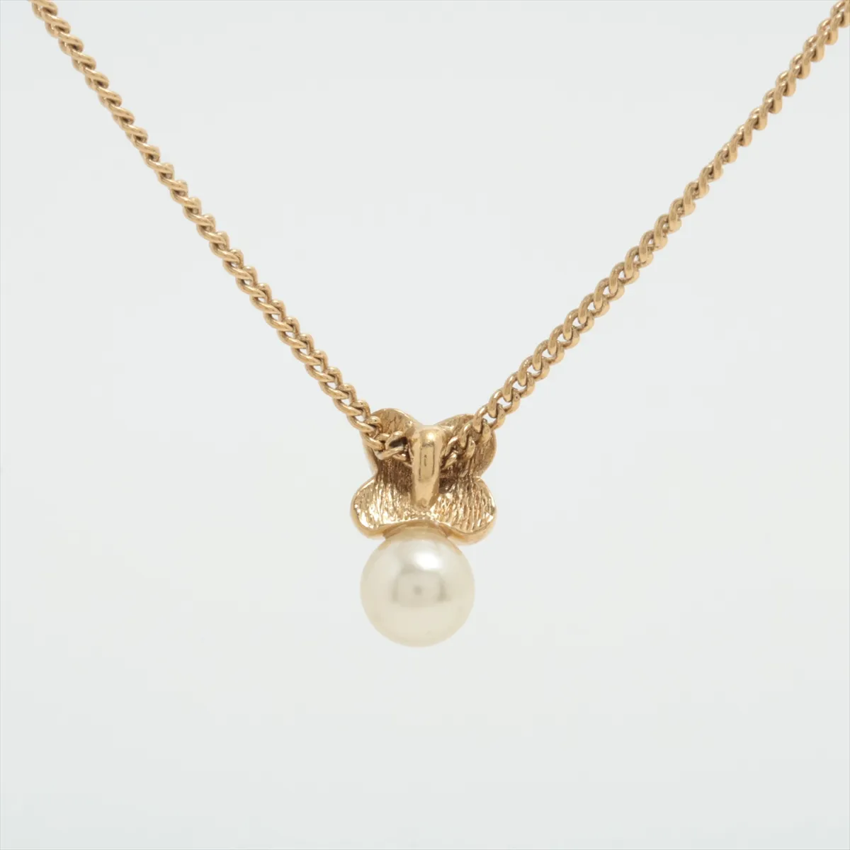 necklace, gold plated with faux pearls. Shows signs of wear, — view 2