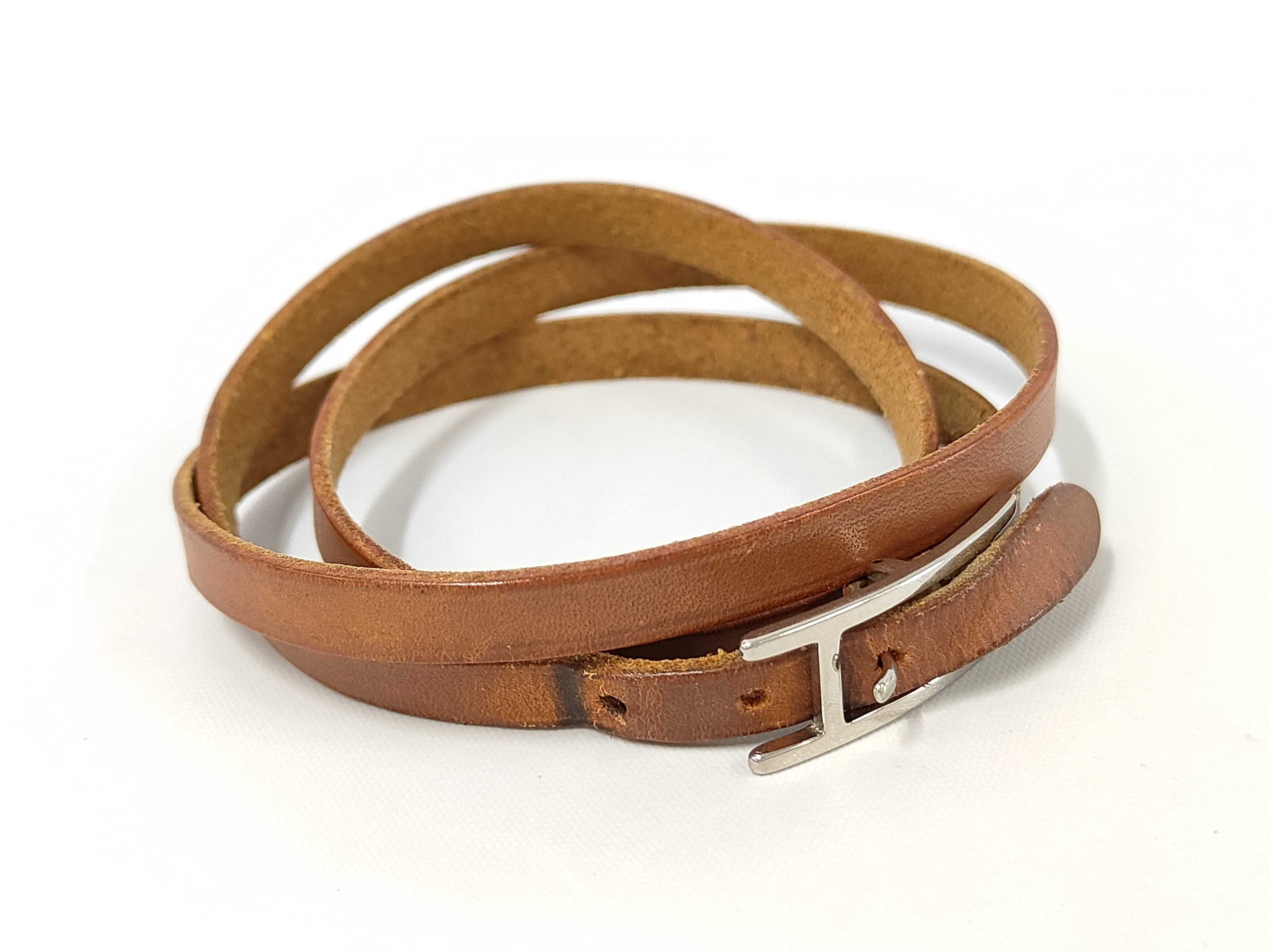 Api Leather Brown Silver Bracelet Choker Bracelet/Bangle