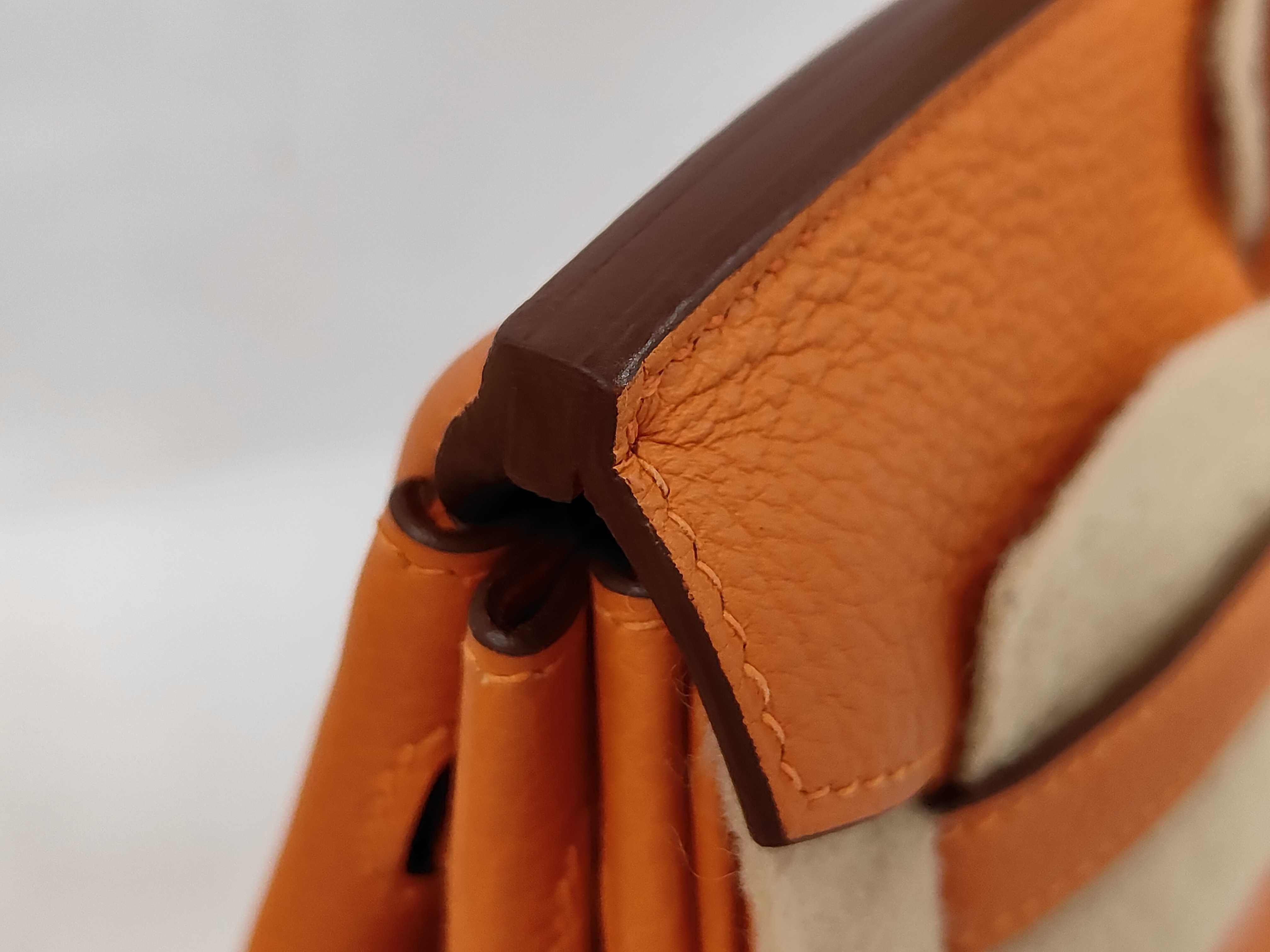 Birkin 25 Togo Orange Silver Hardware W Stamp Handbag — view 7