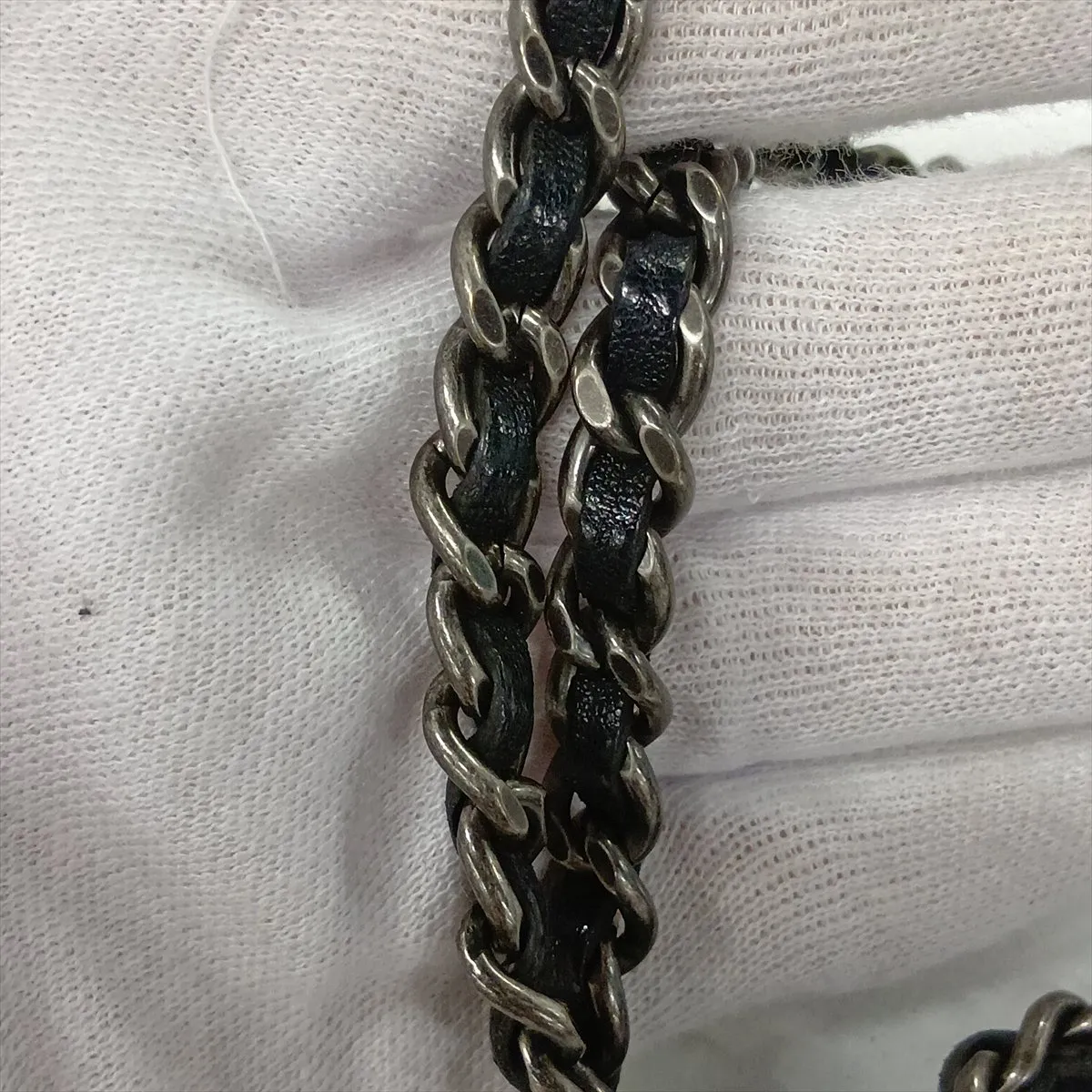 Matelassé Lambskin Single Flap Double Chain Bag, Red x Black, Gunmetal Hardware, 21282946, Serial Number 21 — view 11