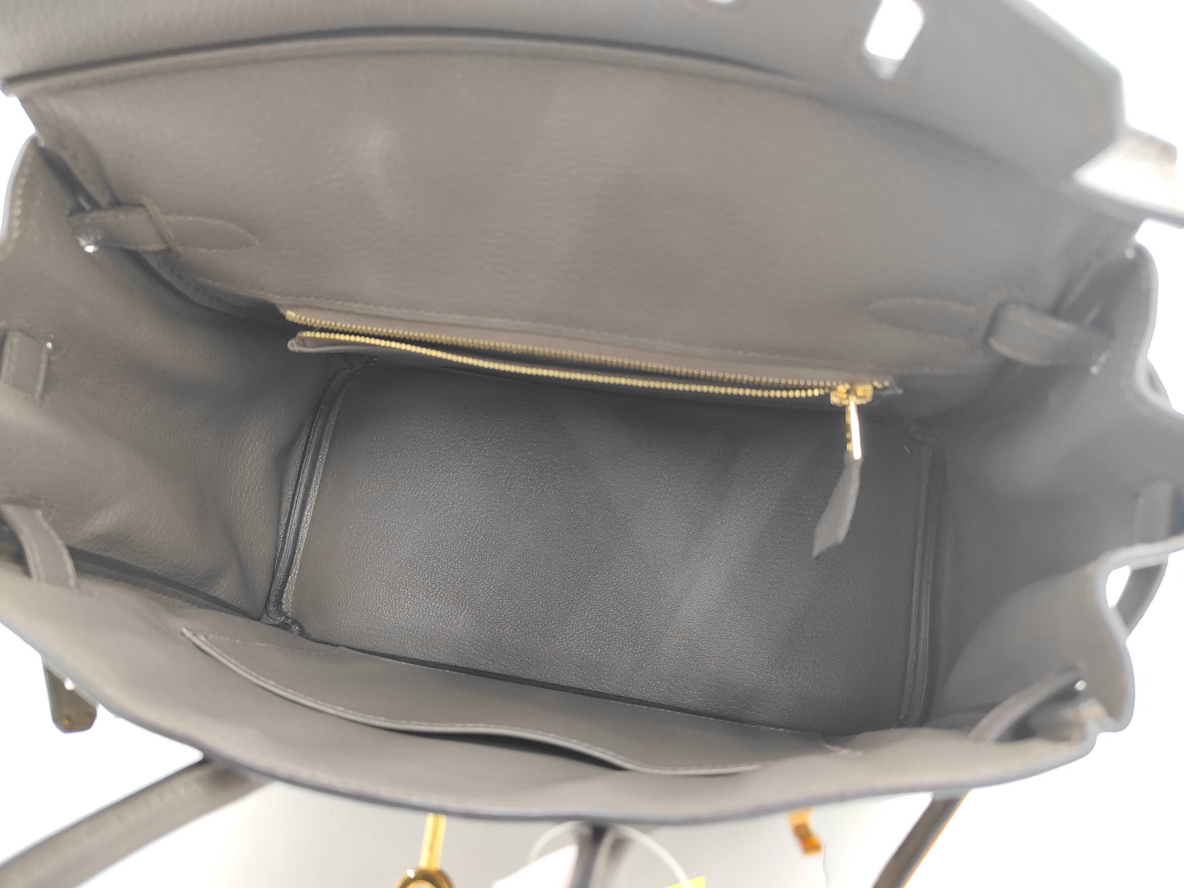 Birkin 25 Taurillon leather/Etoupe leather/Gold hardware [Stamped: Z] Handbag — view 10
