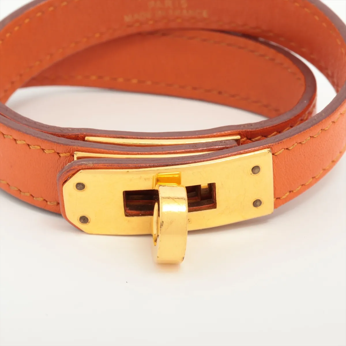 Kelly Double Tour G:2003 Bracelet Box Calf Orange x Gold — view 3