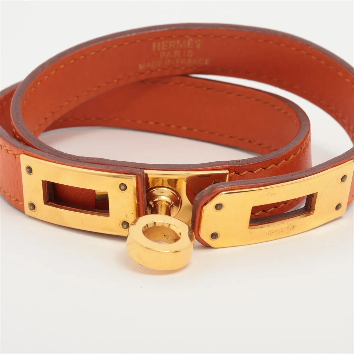Kelly Double Tour G:2003 Bracelet Box Calf Orange x Gold — view 5