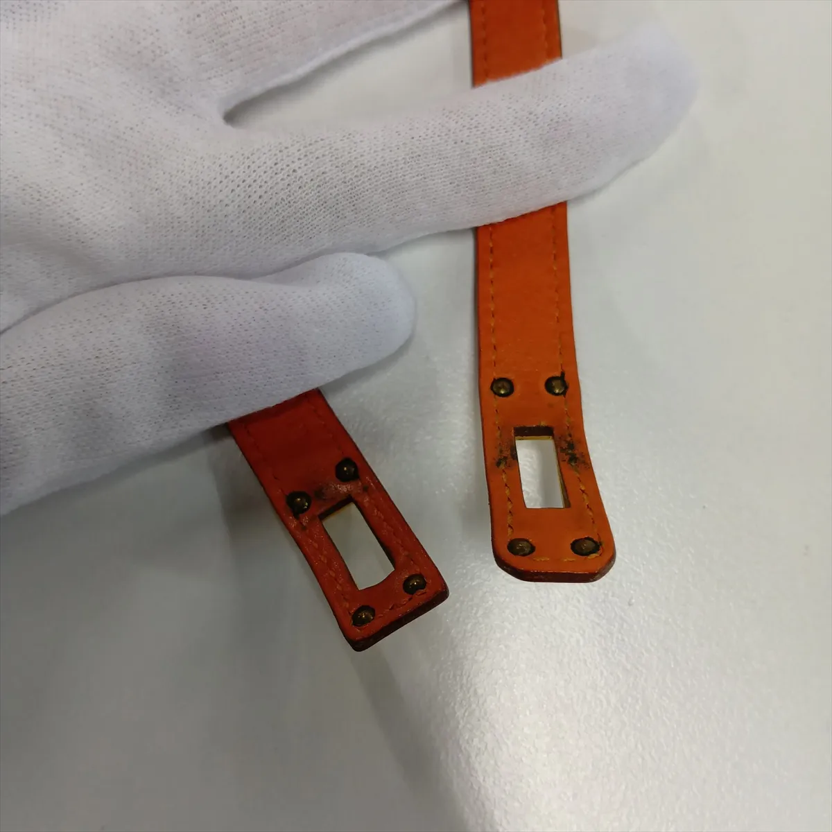 Kelly Double Tour G:2003 Bracelet Box Calf Orange x Gold — view 7