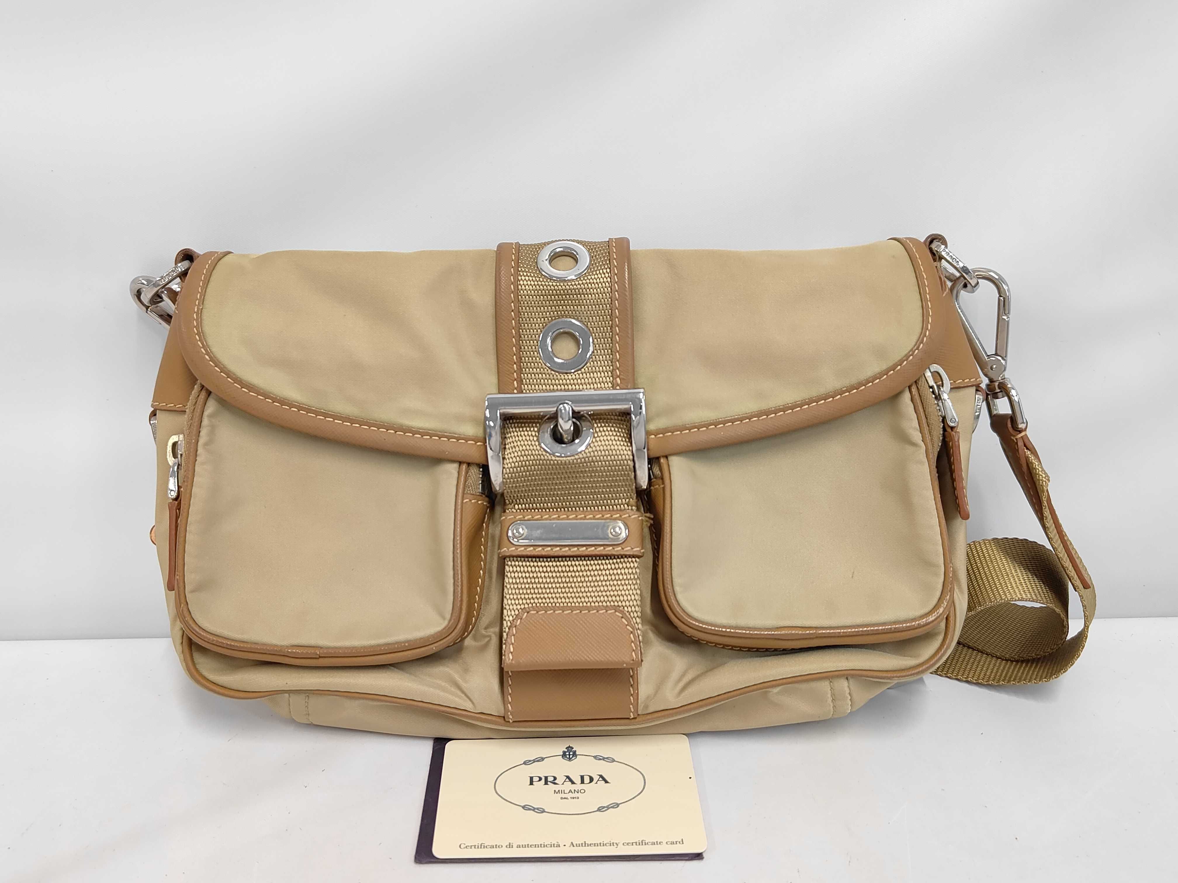 Nylon Shoulder Bag Beige Shoulder Bag