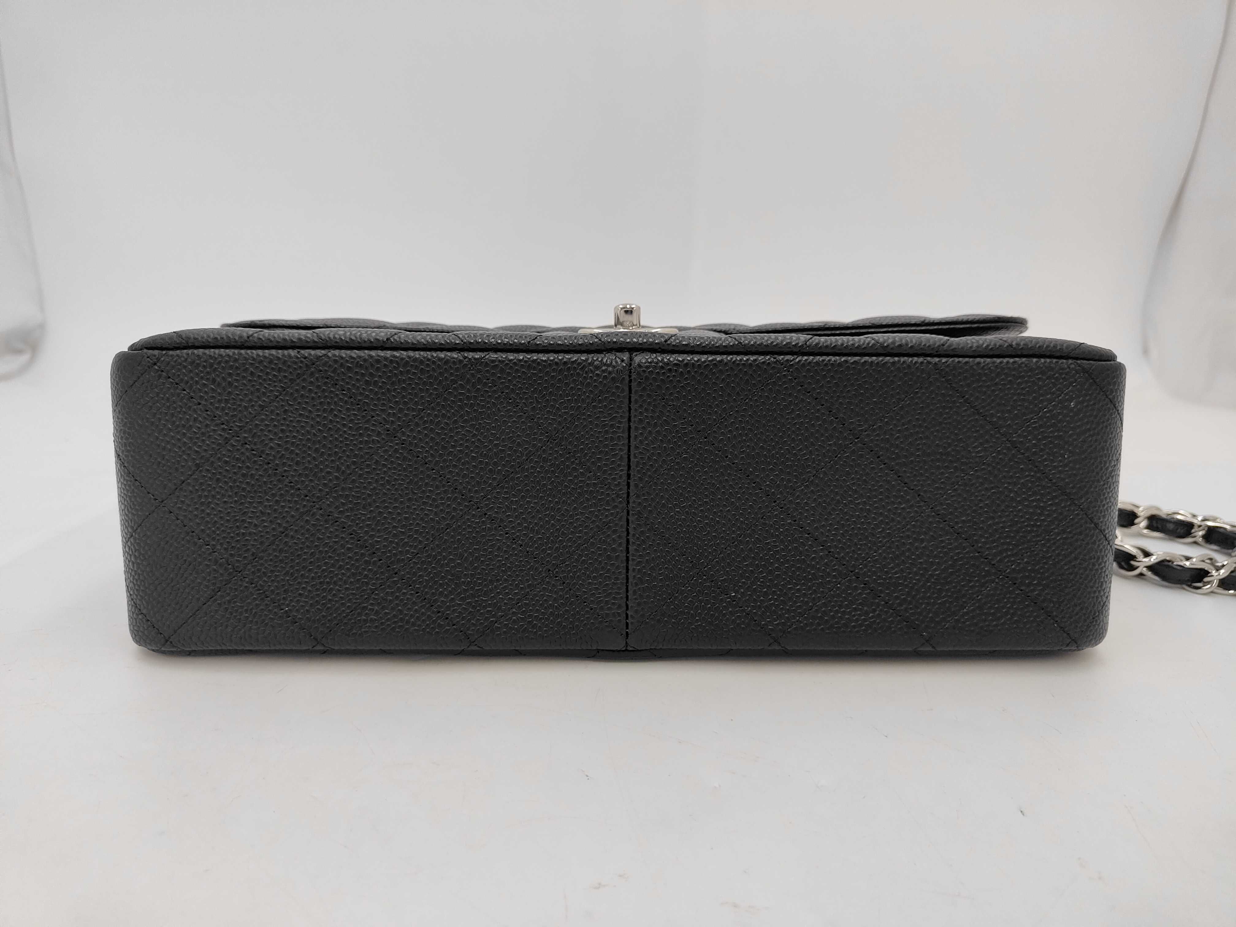Caviar Skin Jumbo Matelassé Chain Shoulder Bag, Black, Serial Number 22 — view 6