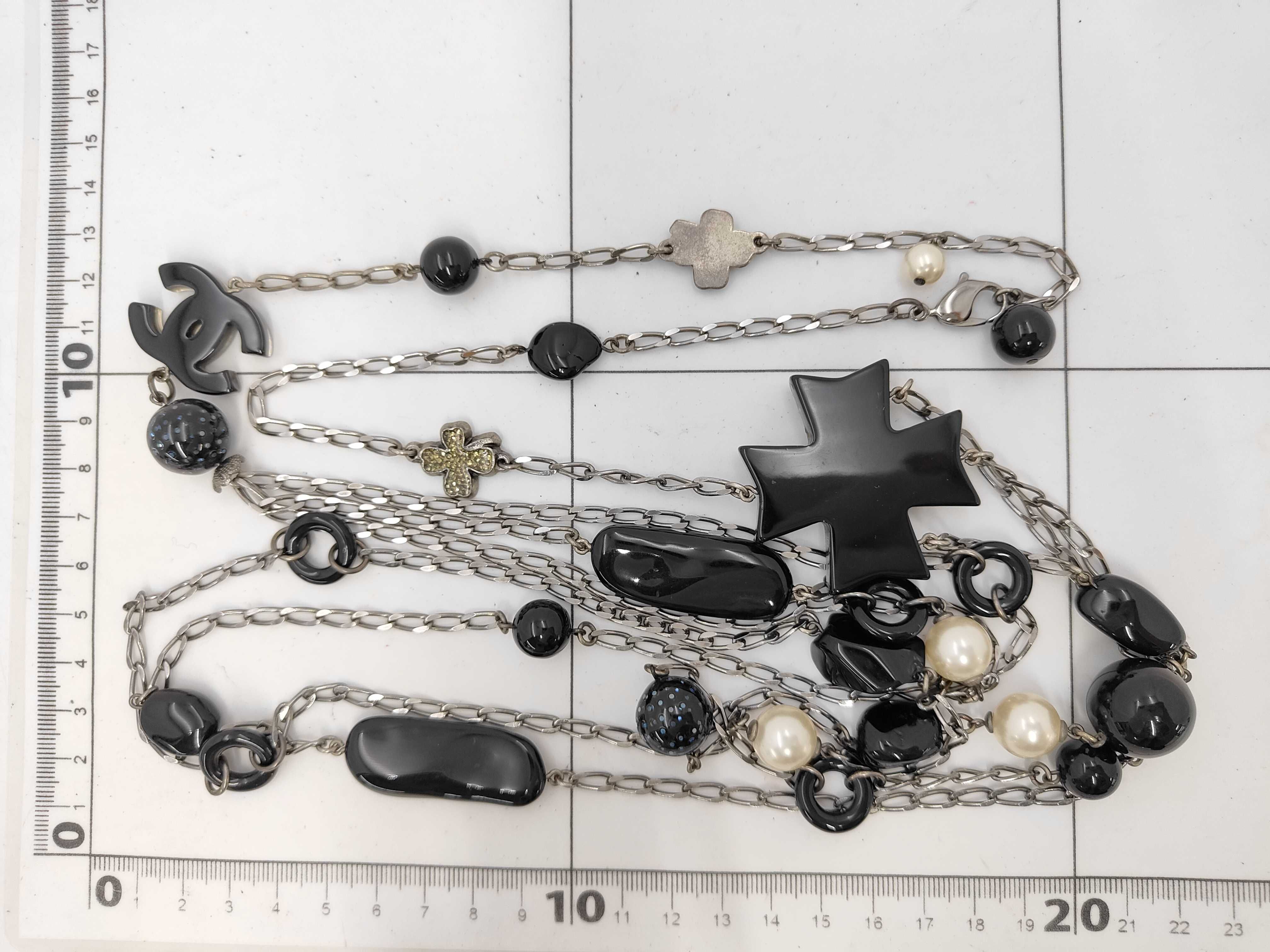 Long Faux Pearl Black Necklace — view 7