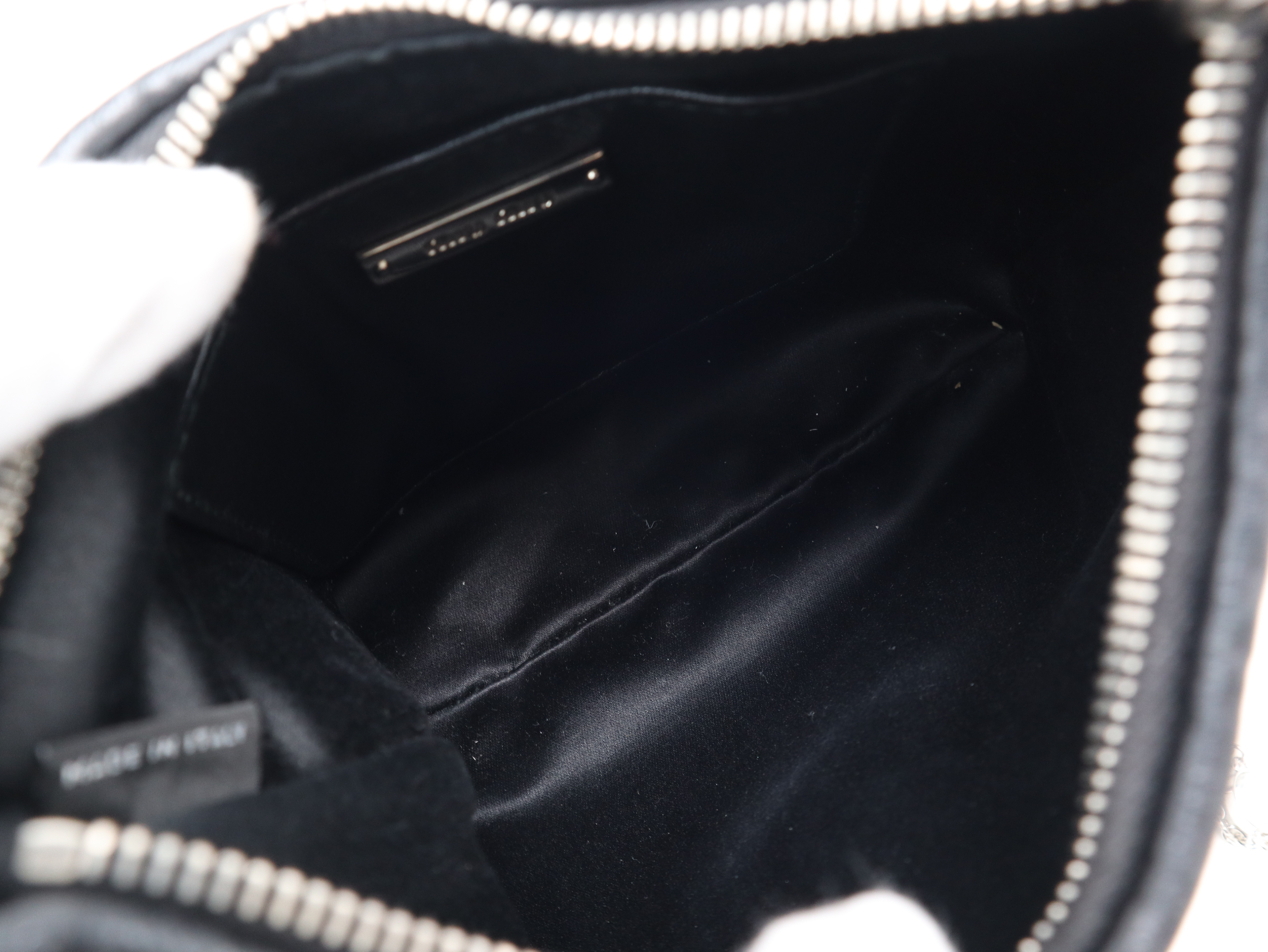 Leather Matelassé Crystal Chain Hobo Bag, Black, Silver Hardware, Shoulder Strap, and Guarantee Card Included. — view 8