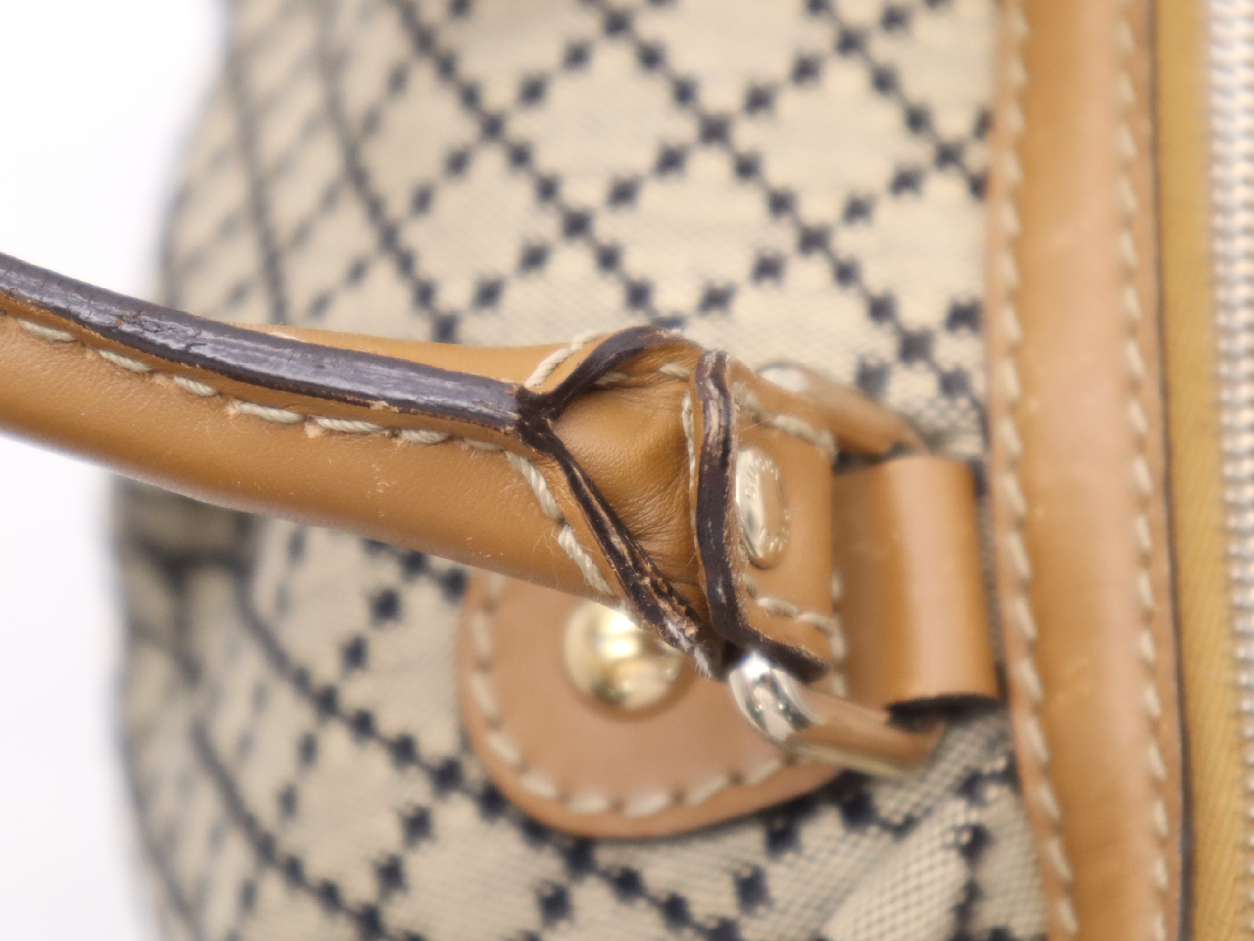 247902 Canvas x Leather Diamante Sukey 2-way Handbag Brown Gold Hardware with Shoulder Strap and Charm — view 9