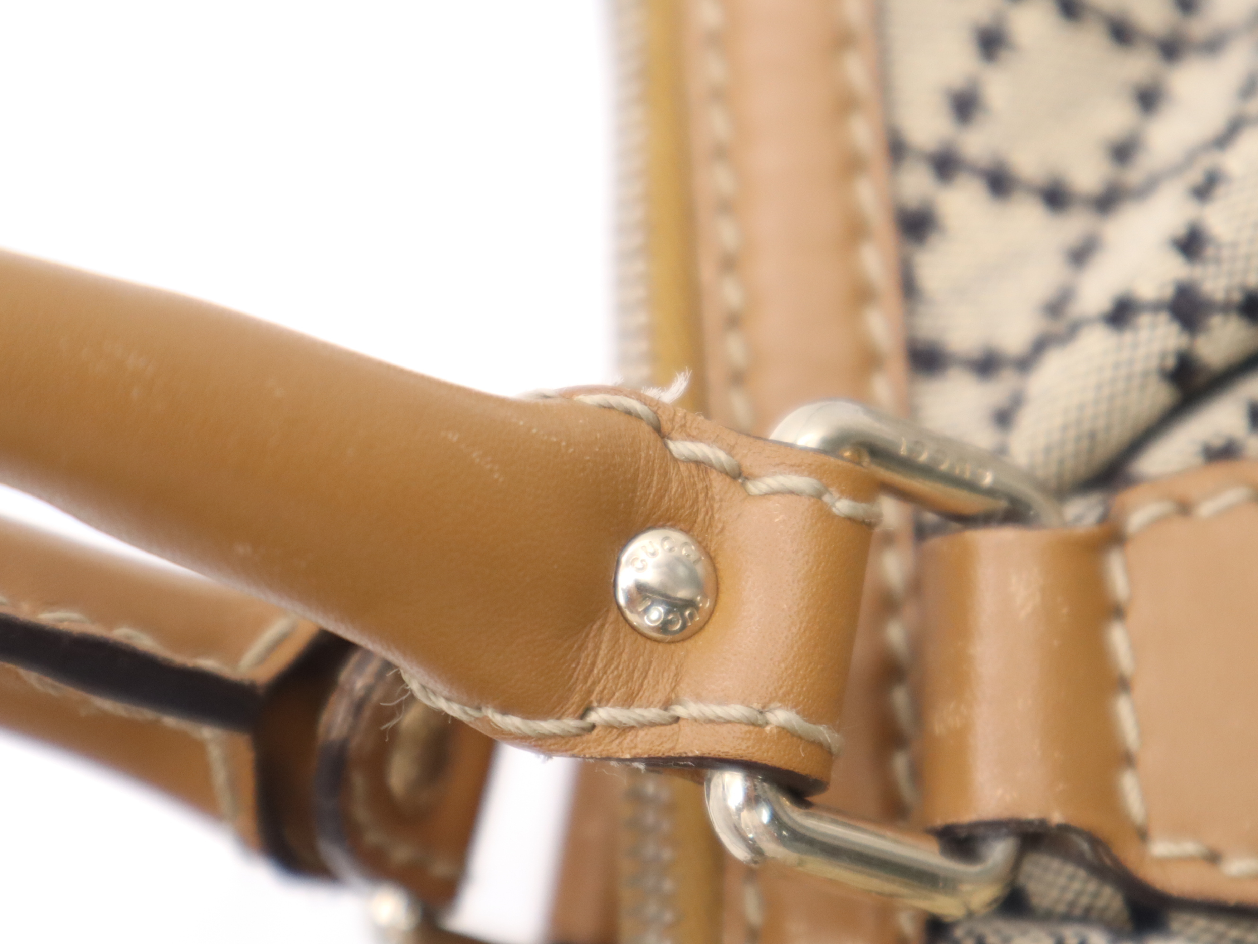 247902 Canvas x Leather Diamante Sukey 2-way Handbag Brown Gold Hardware with Shoulder Strap and Charm — view 10