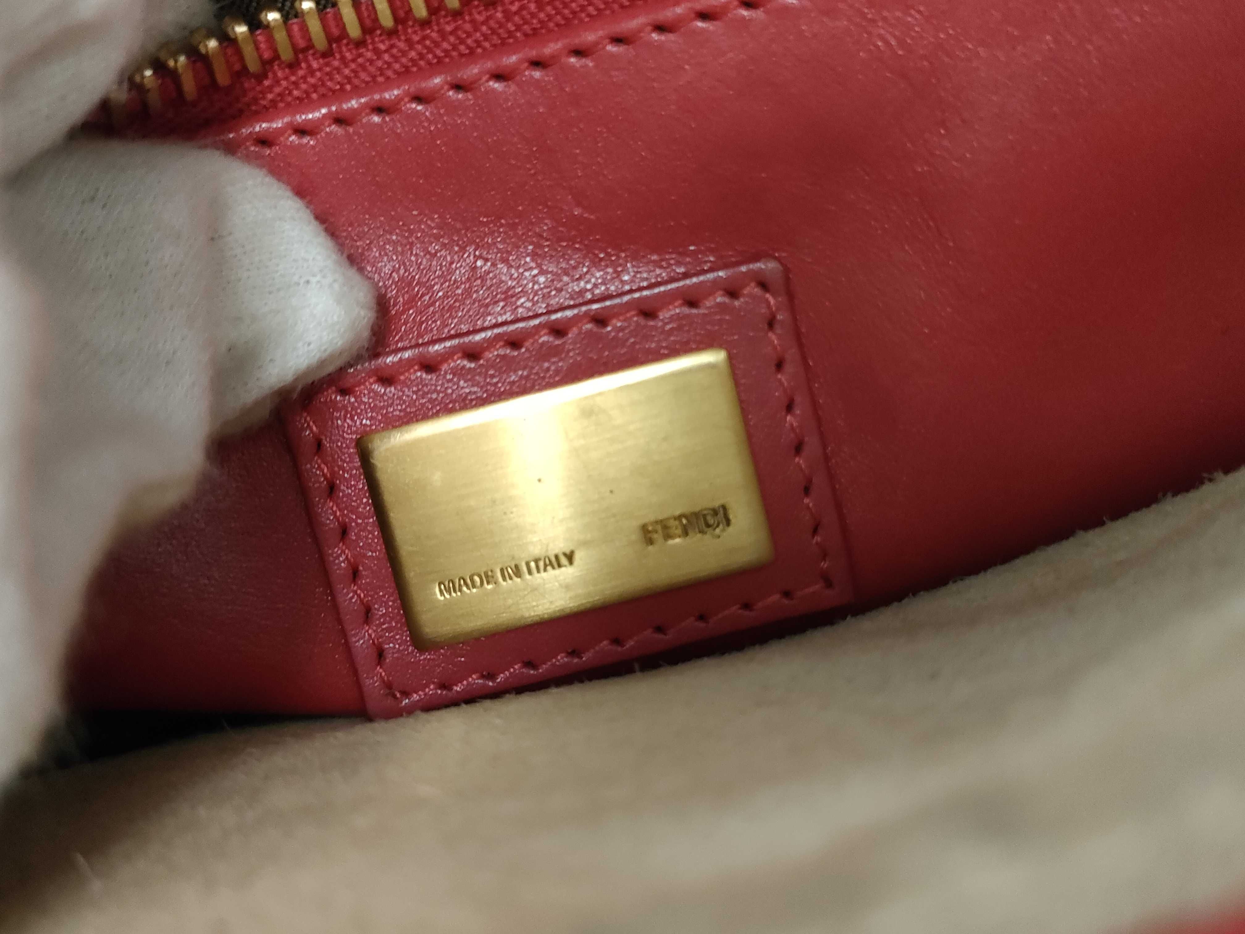 Pecan Pattern Fendi Peekaboo Regular 2-Way Handbag Pecan Stripe Canvas x Leather Pink x Ivory Strap and Dust Bag Included — view 11