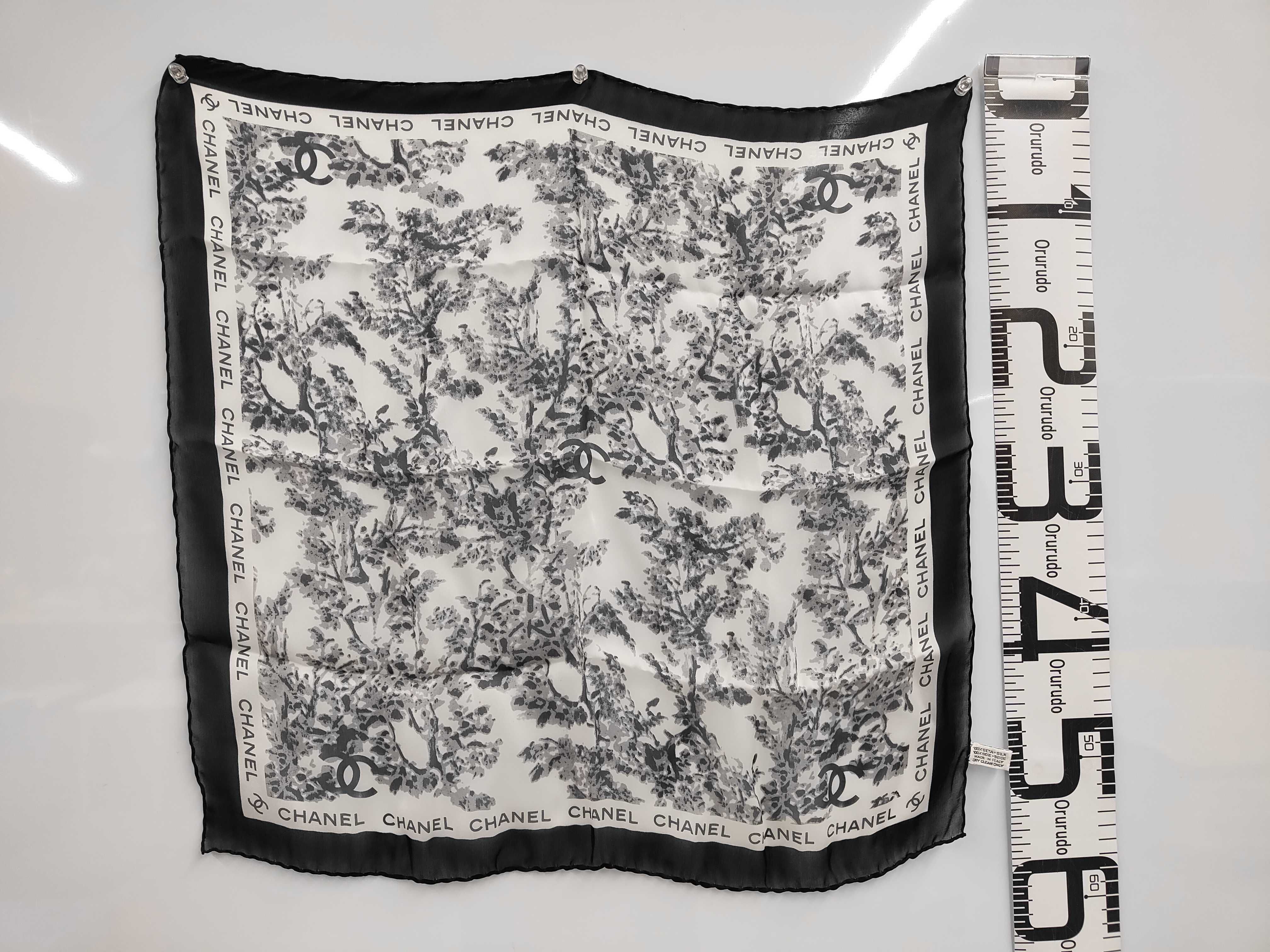 Coco Mark Silk Scarf, Black, Other Accessories — view 2