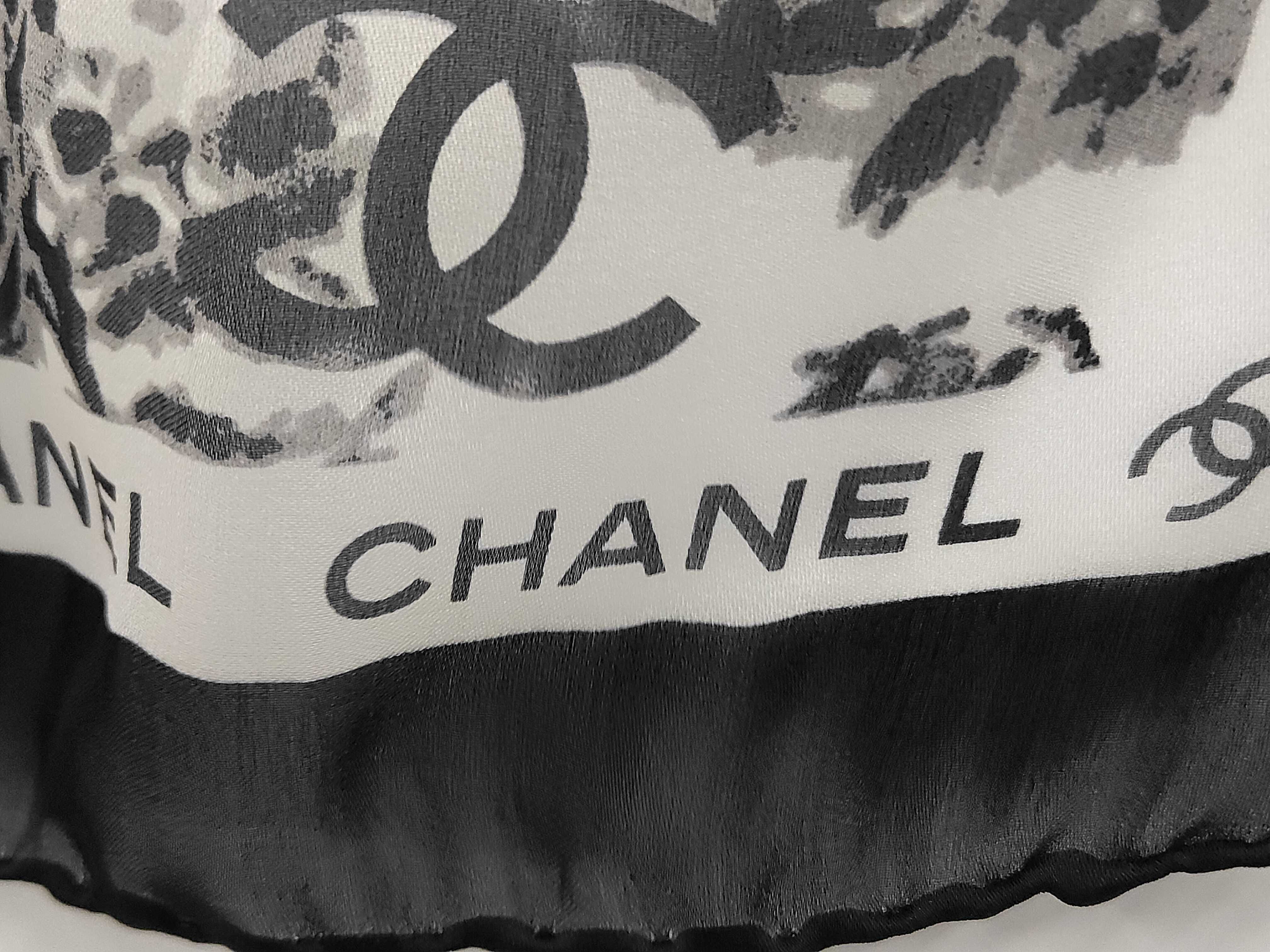Coco Mark Silk Scarf, Black, Other Accessories — view 3