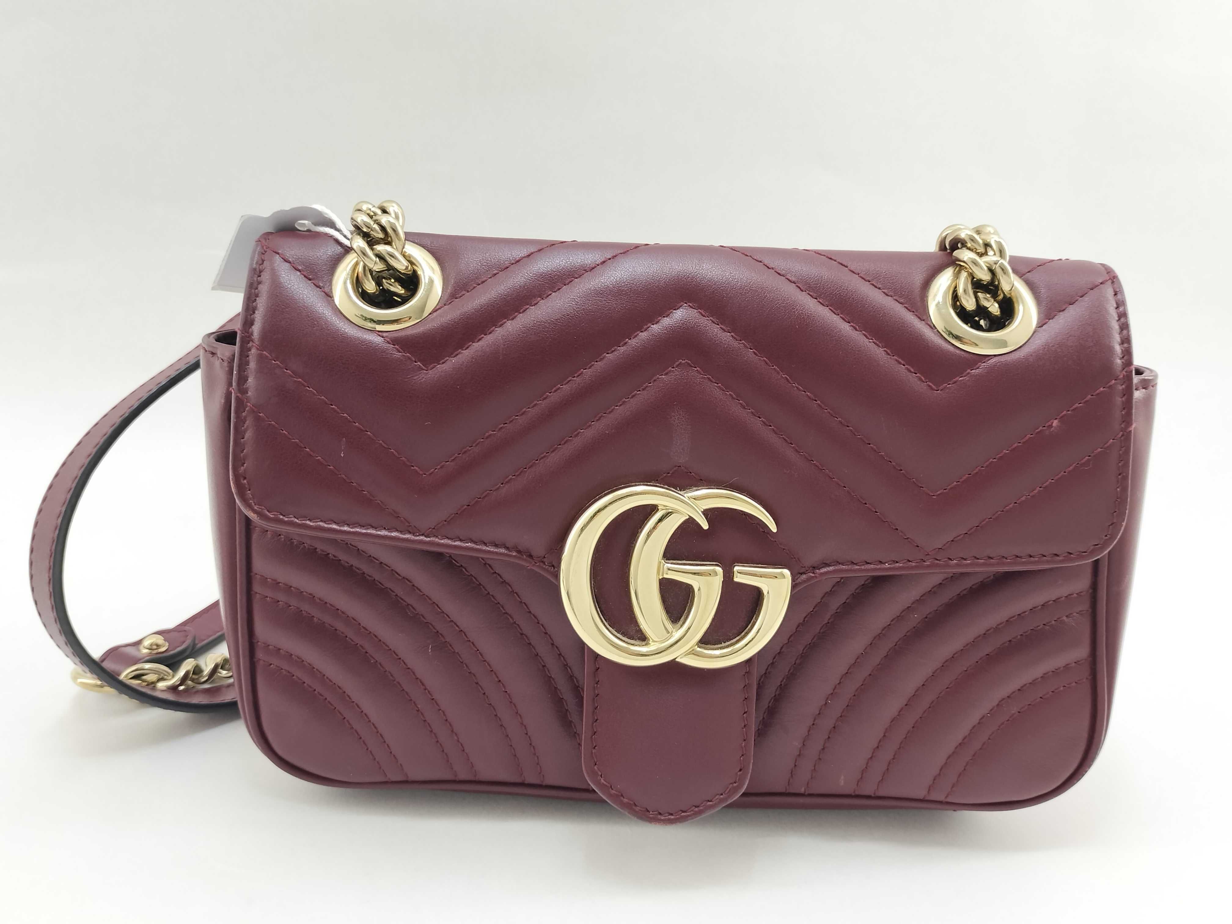 DU- GG Marmont Leather Chain Shoulder Bag Red 446744 Shoulder Bag