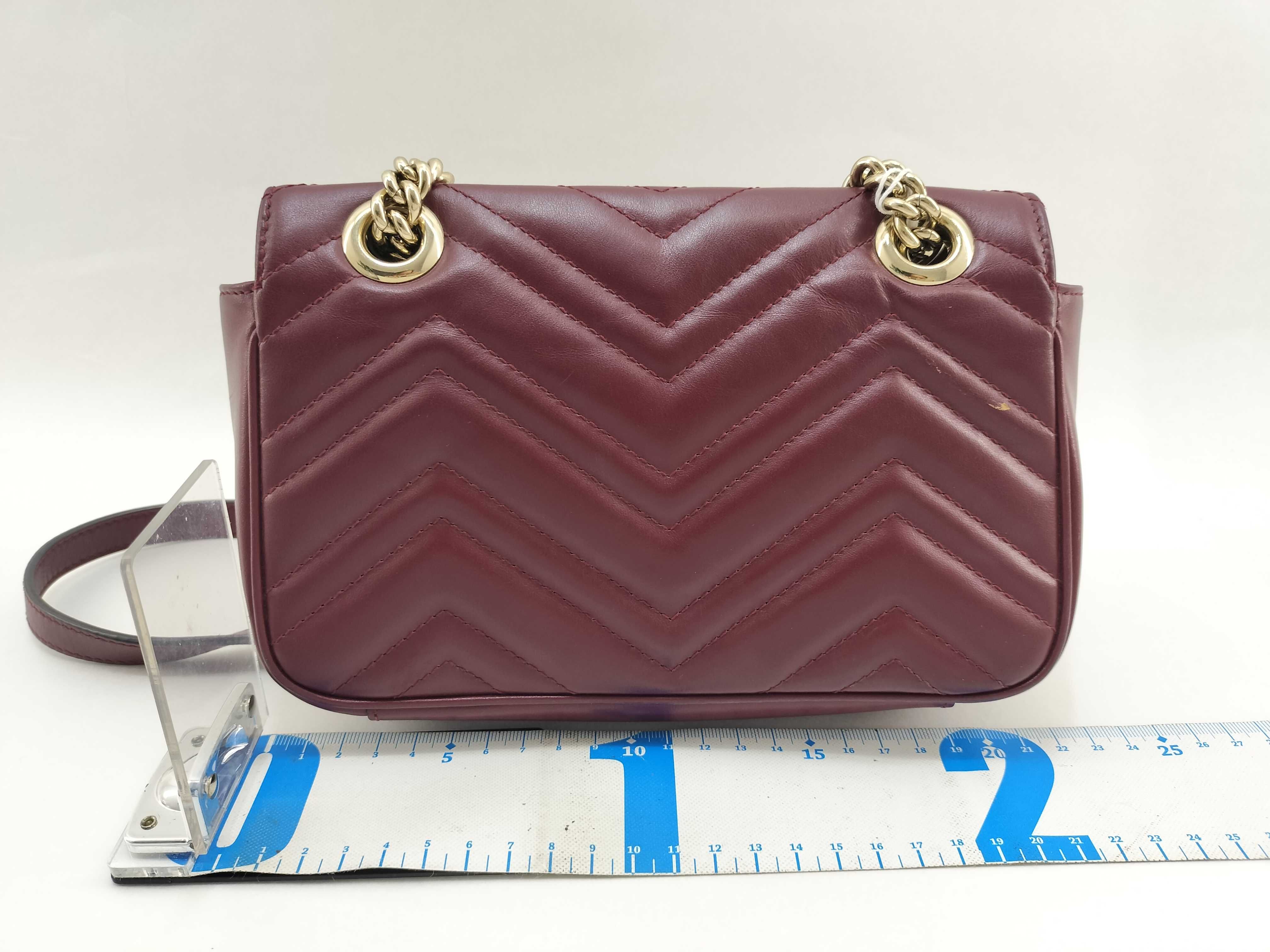 DU- GG Marmont Leather Chain Shoulder Bag Red 446744 Shoulder Bag — view 2