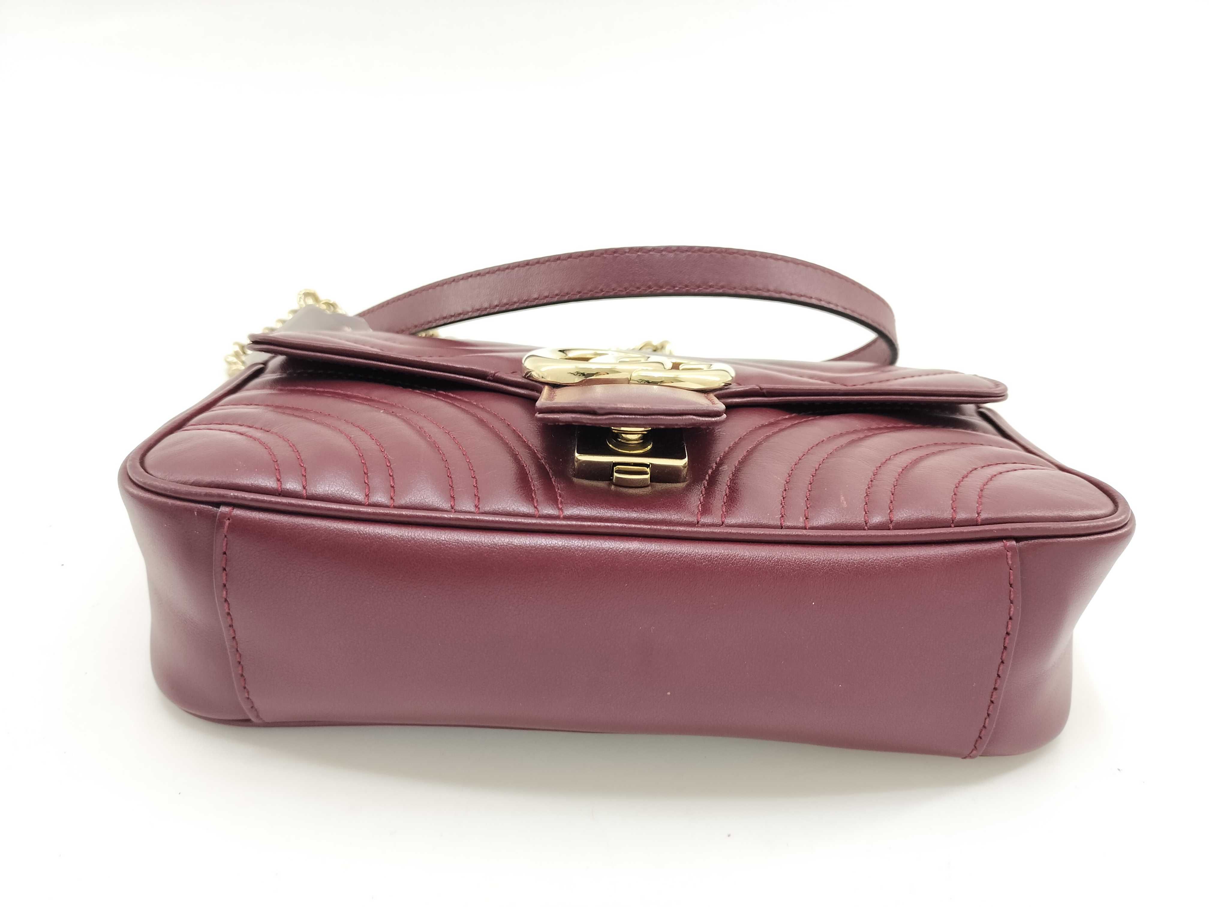 DU- GG Marmont Leather Chain Shoulder Bag Red 446744 Shoulder Bag — view 3