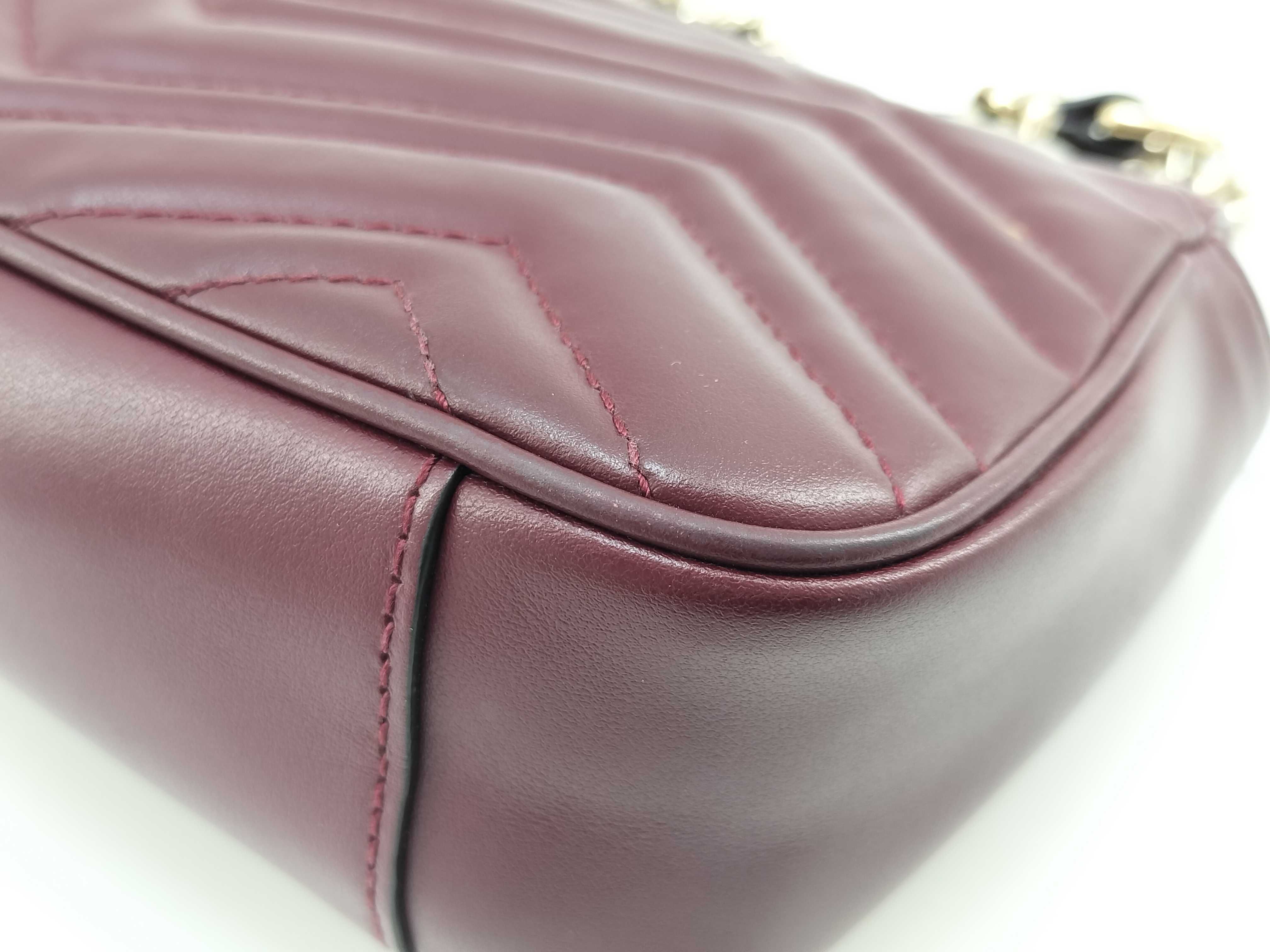 DU- GG Marmont Leather Chain Shoulder Bag Red 446744 Shoulder Bag — view 4
