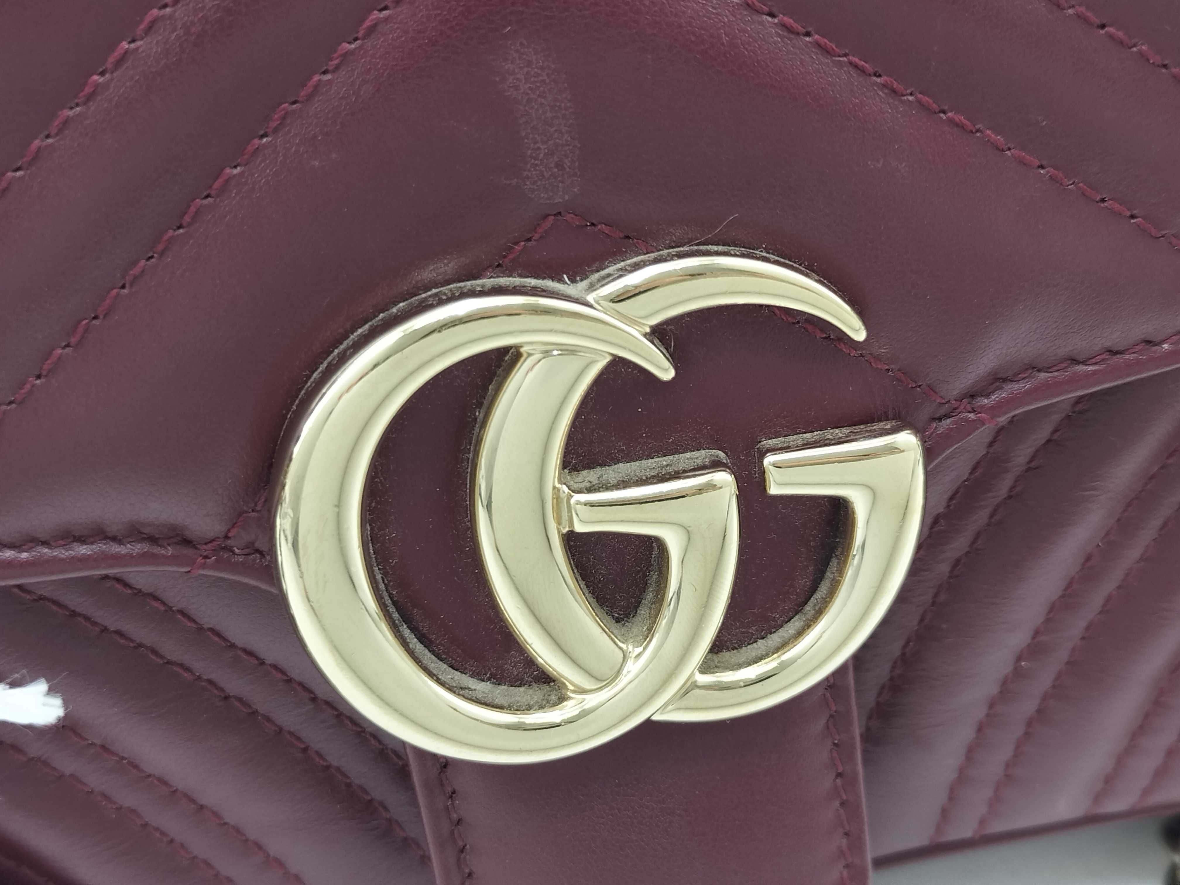 DU- GG Marmont Leather Chain Shoulder Bag Red 446744 Shoulder Bag — view 8