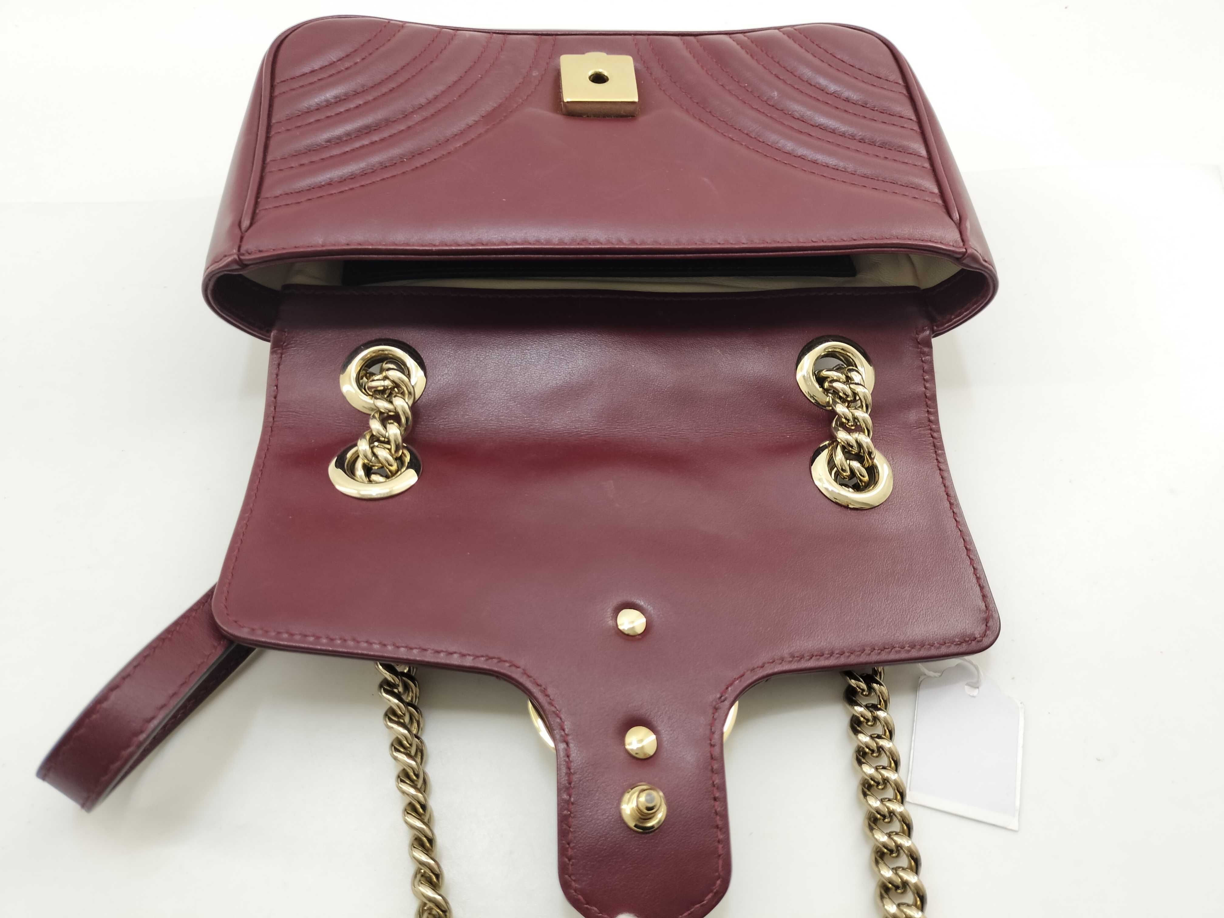 DU- GG Marmont Leather Chain Shoulder Bag Red 446744 Shoulder Bag — view 9