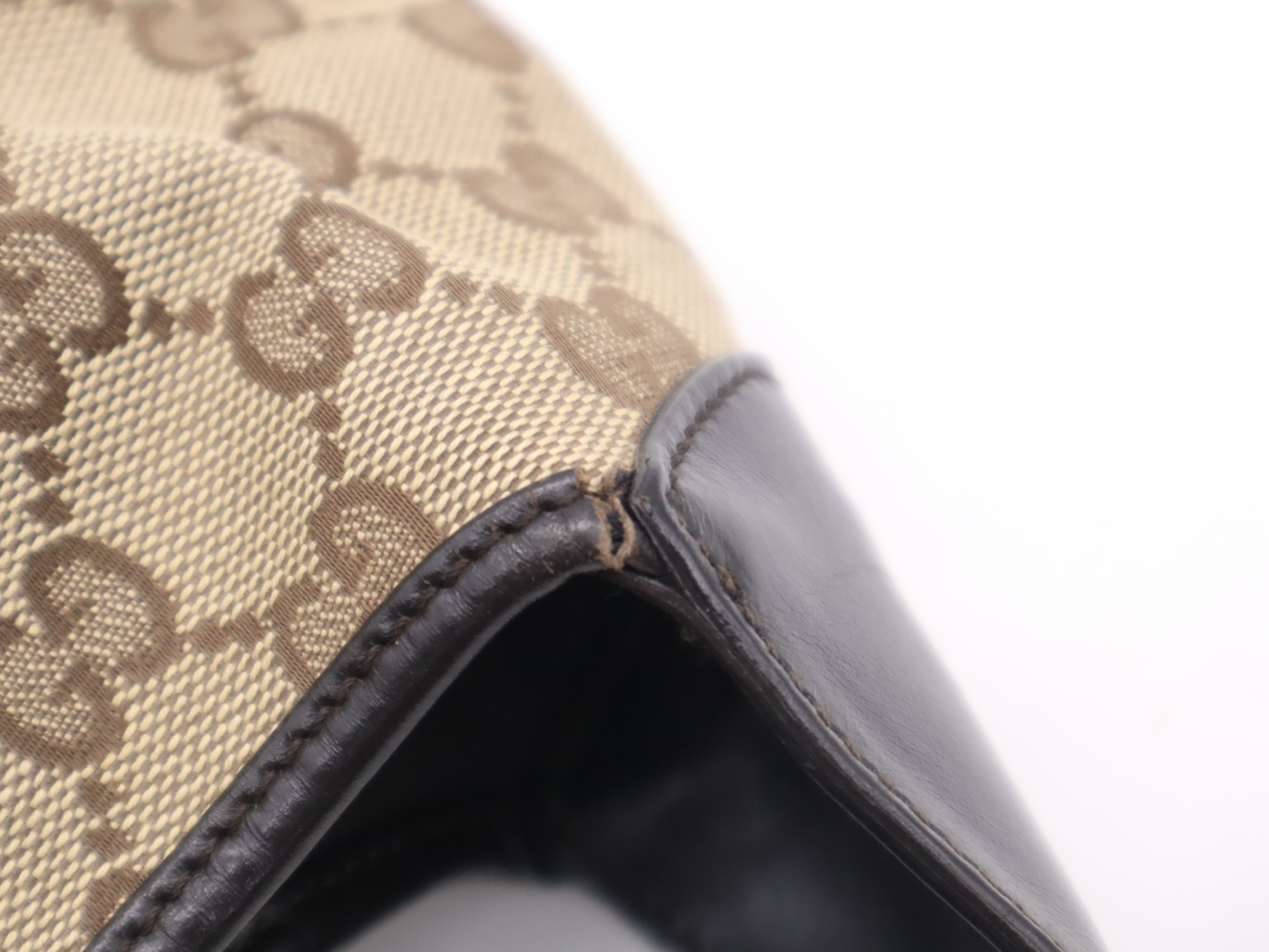 001-3306 Canvas x Leather Jackie Beige Silver Hardware Shoulder Bag — view 9
