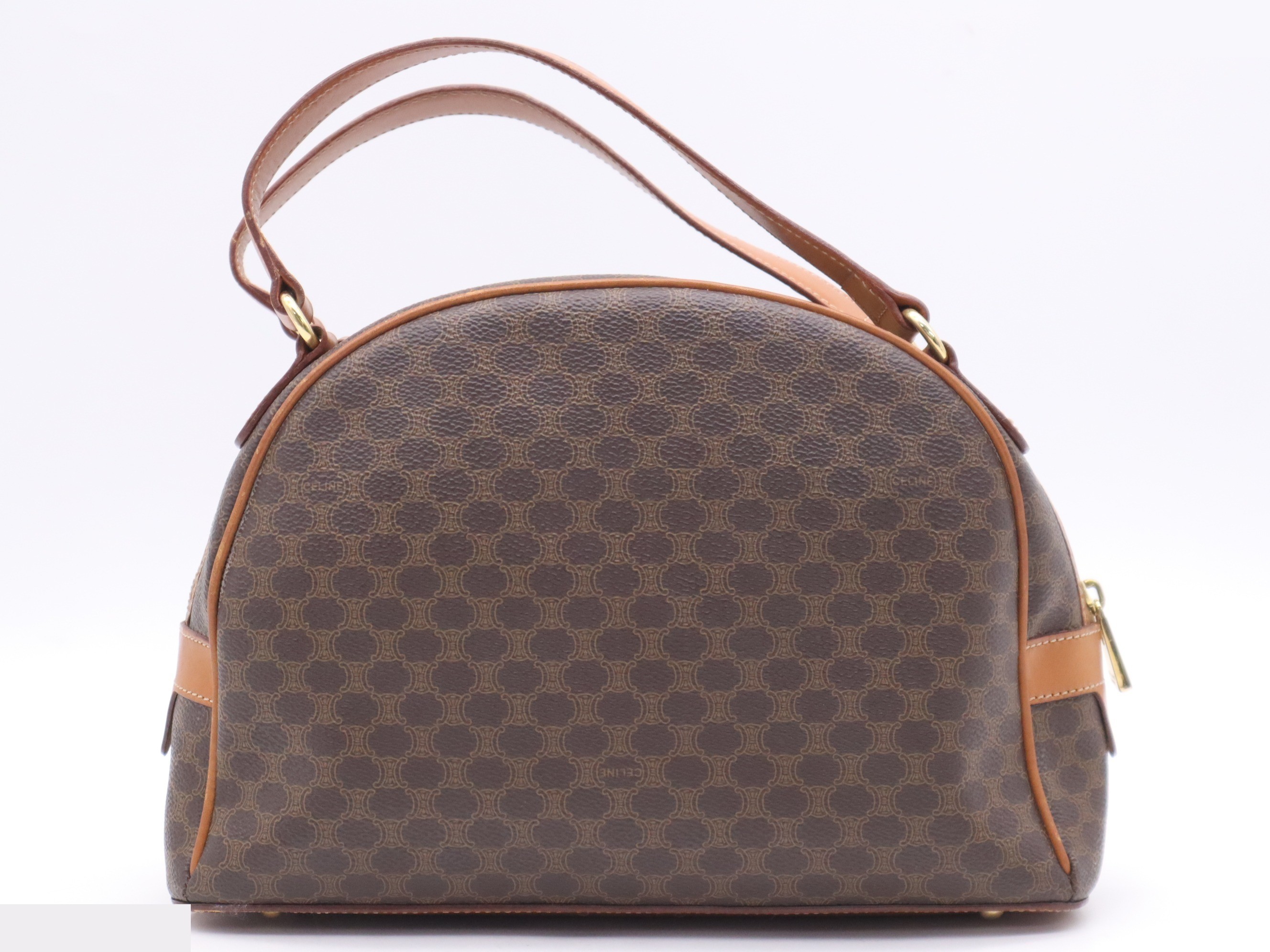 Leather Macadam pattern handbag, brown, gold hardware — view 2