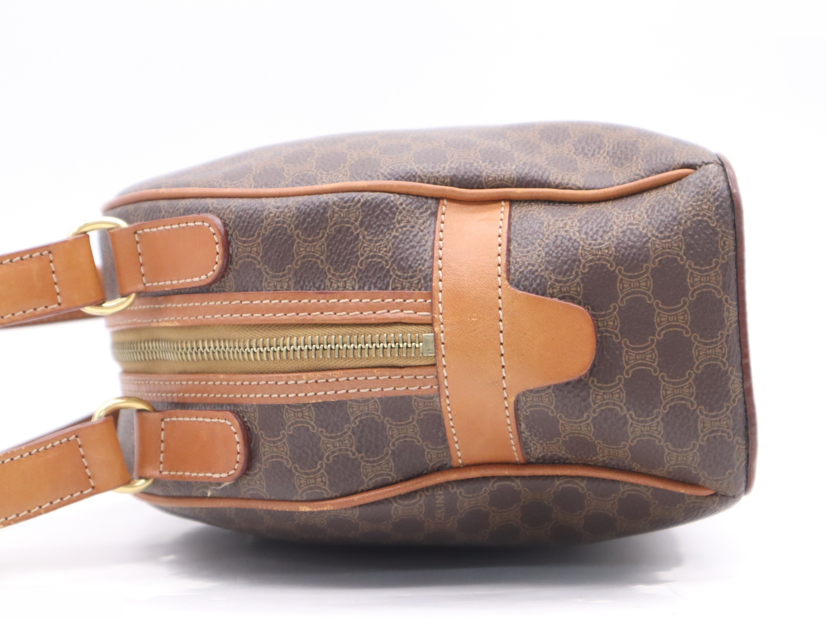 Leather Macadam pattern handbag, brown, gold hardware — view 3