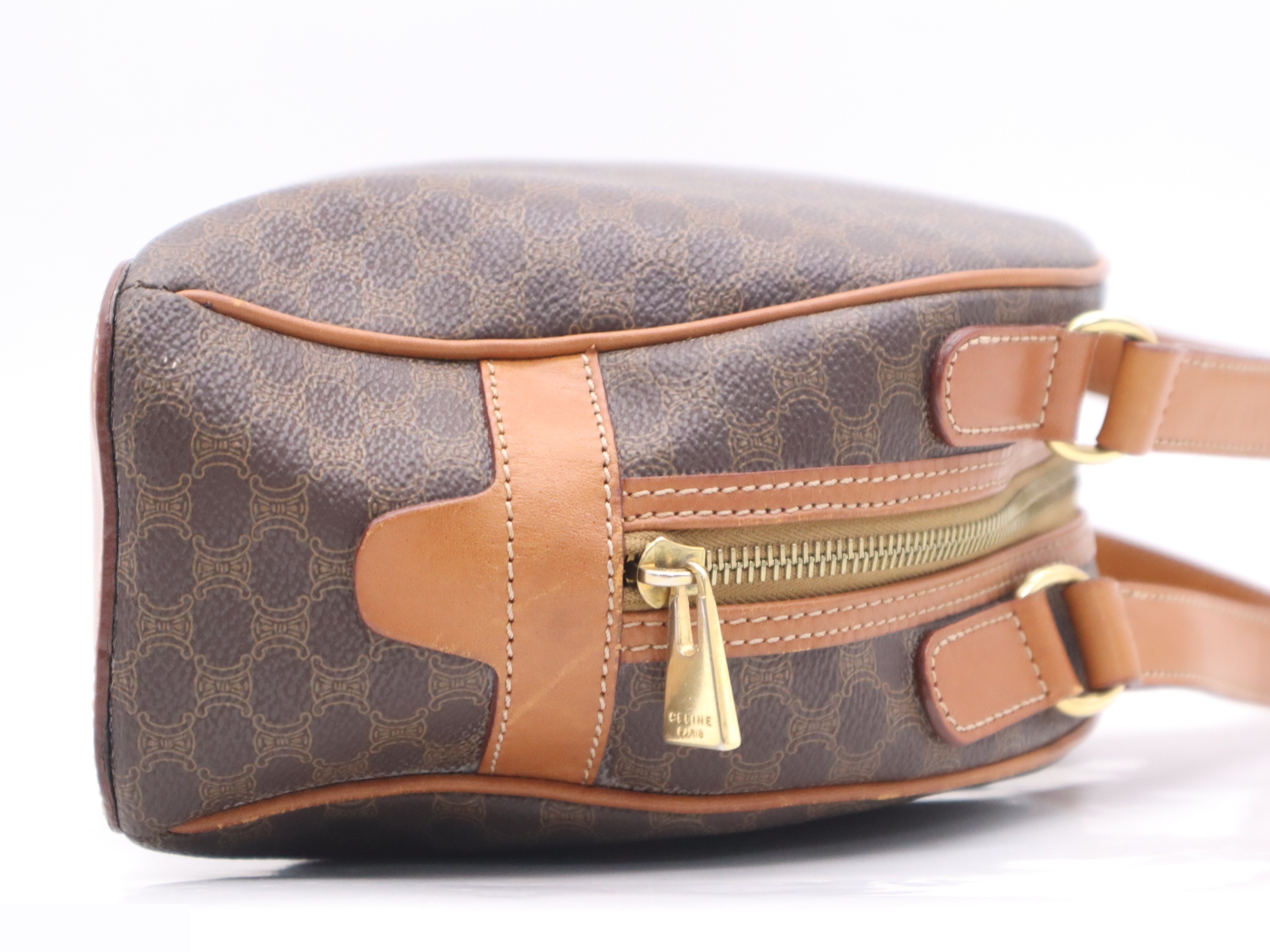 Leather Macadam pattern handbag, brown, gold hardware — view 5