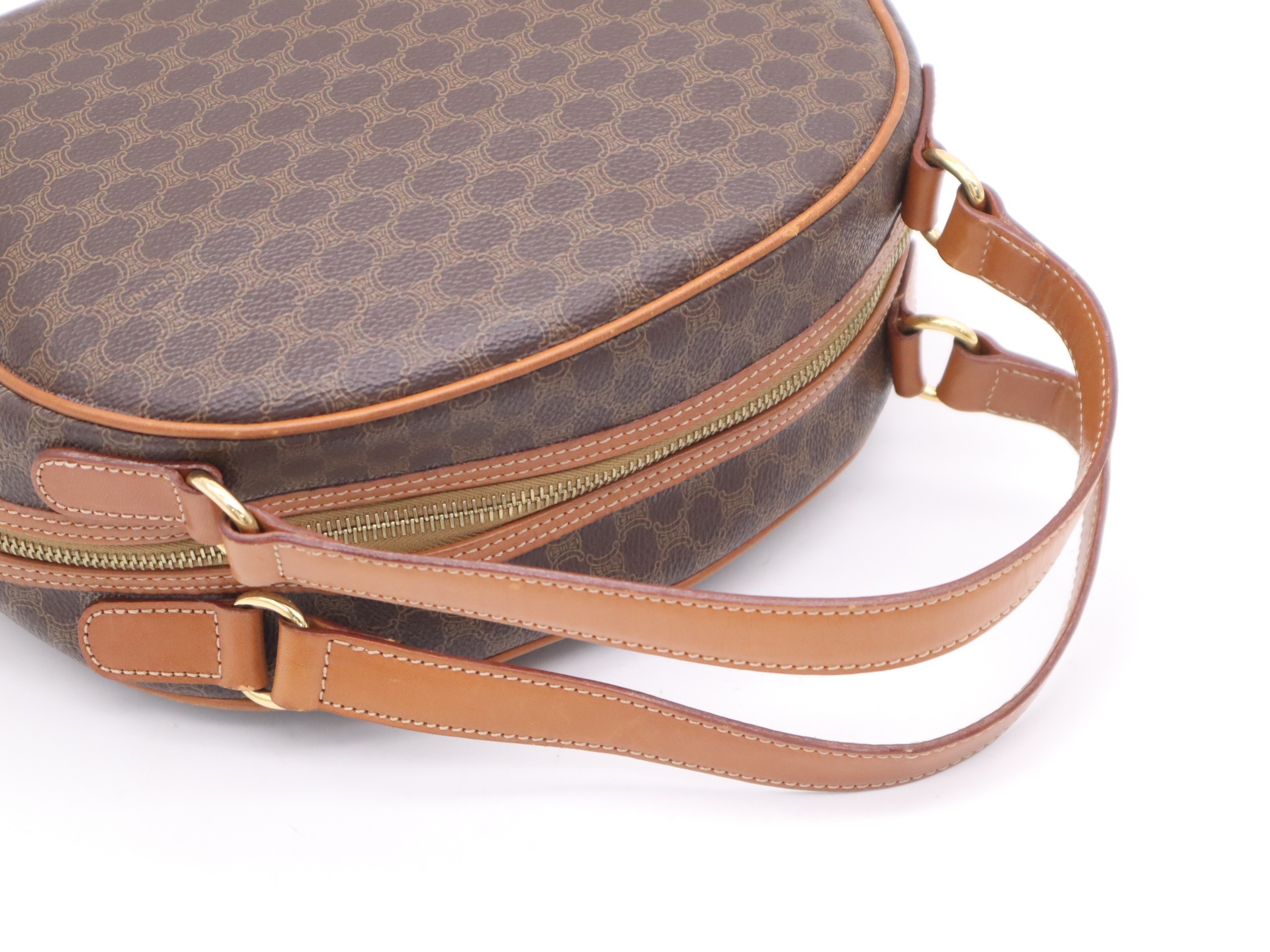 Leather Macadam pattern handbag, brown, gold hardware — view 6